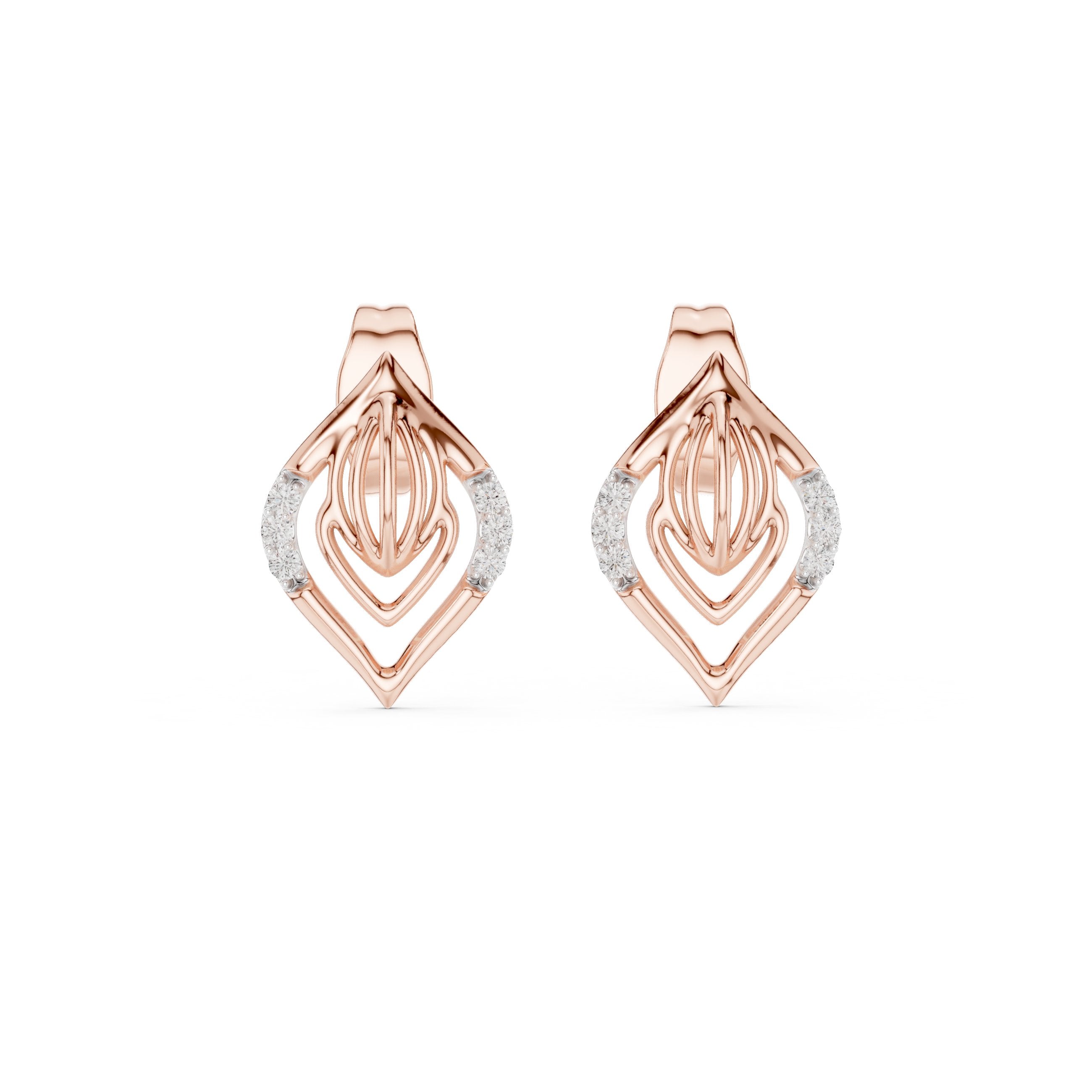 حلقان مرصّعة بالألماس بتصميم طائرة ورقية in Rose Gold - VYKA Diamonds