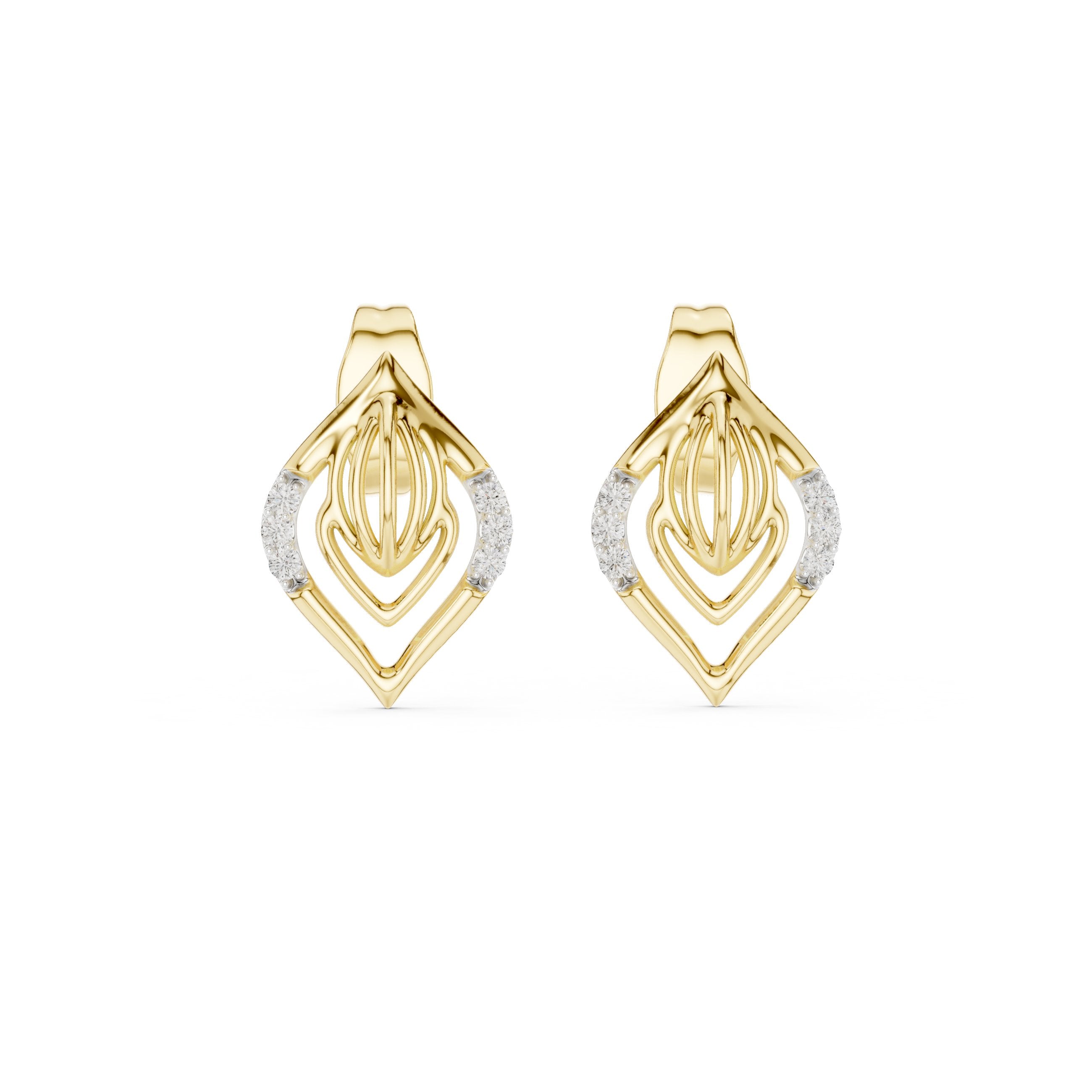 حلقان مرصّعة بالألماس بتصميم طائرة ورقية in Yellow Gold - VYKA Diamonds