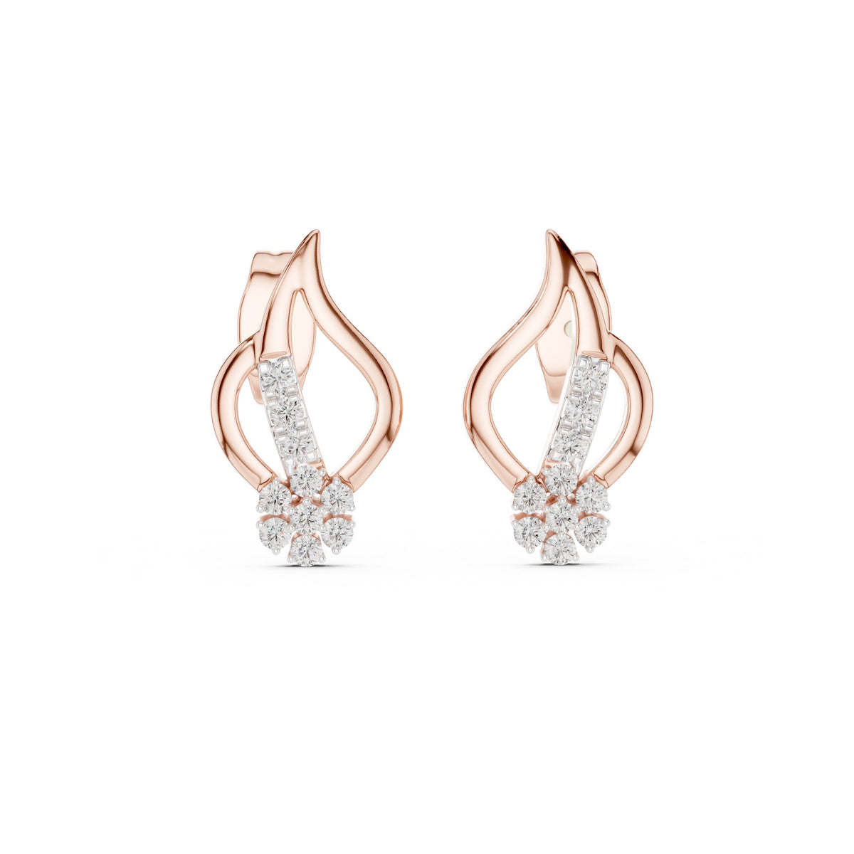 Flame Cluster Diamond Stud Earrings