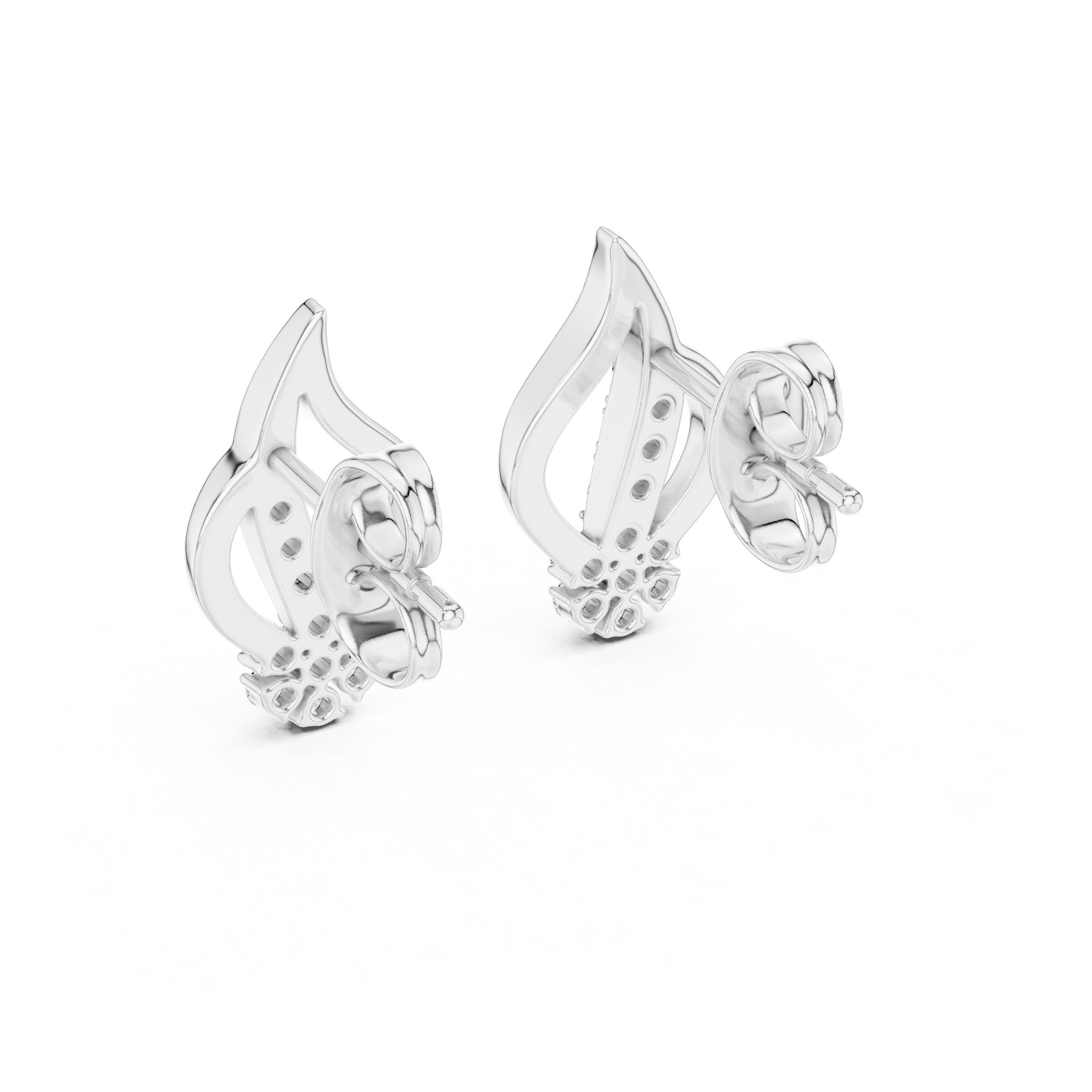 Flame Cluster Diamond Stud Earrings in White Gold - VYKA Diamonds