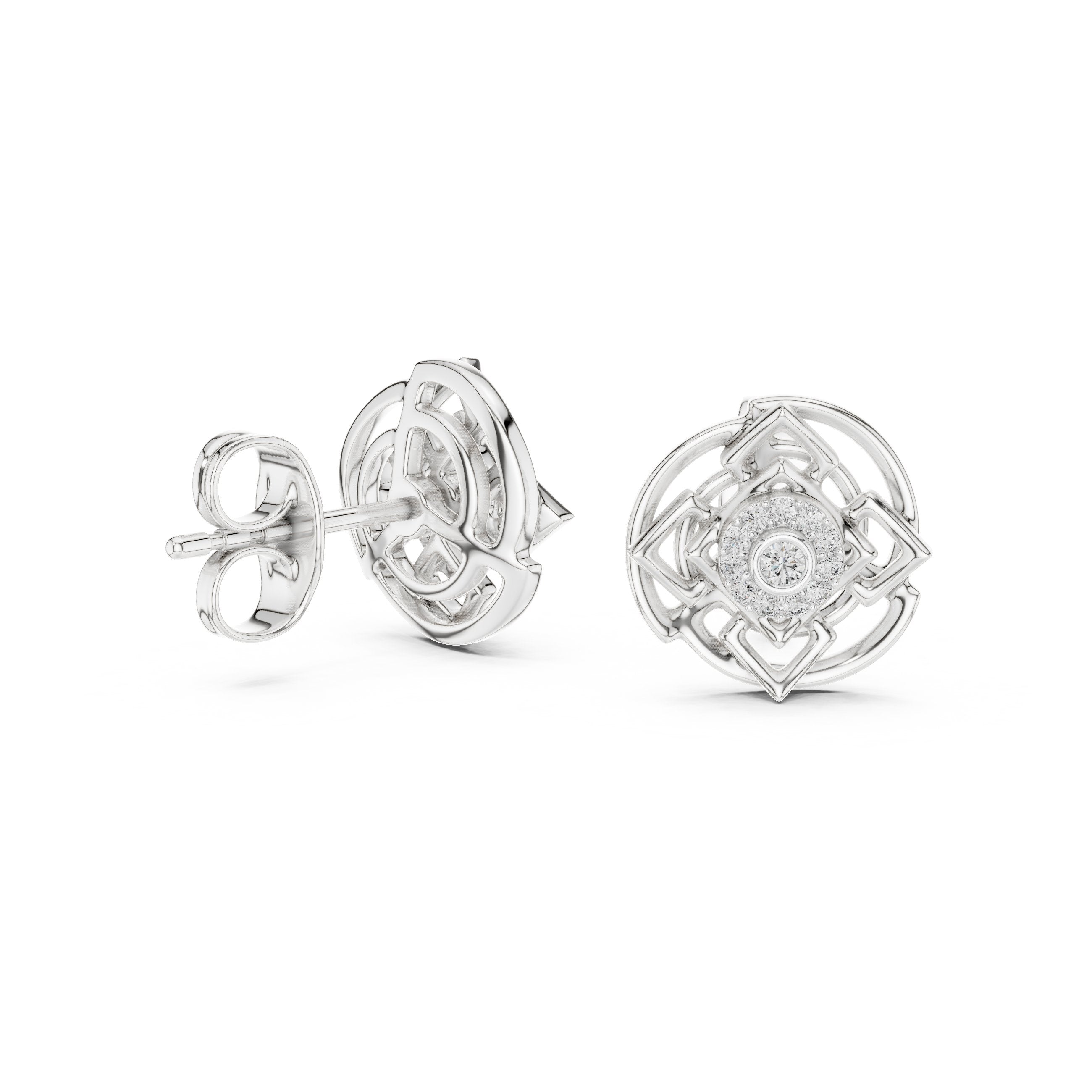حلقان ألماس قوس قزح المرصعة in White Gold - VYKA Diamonds