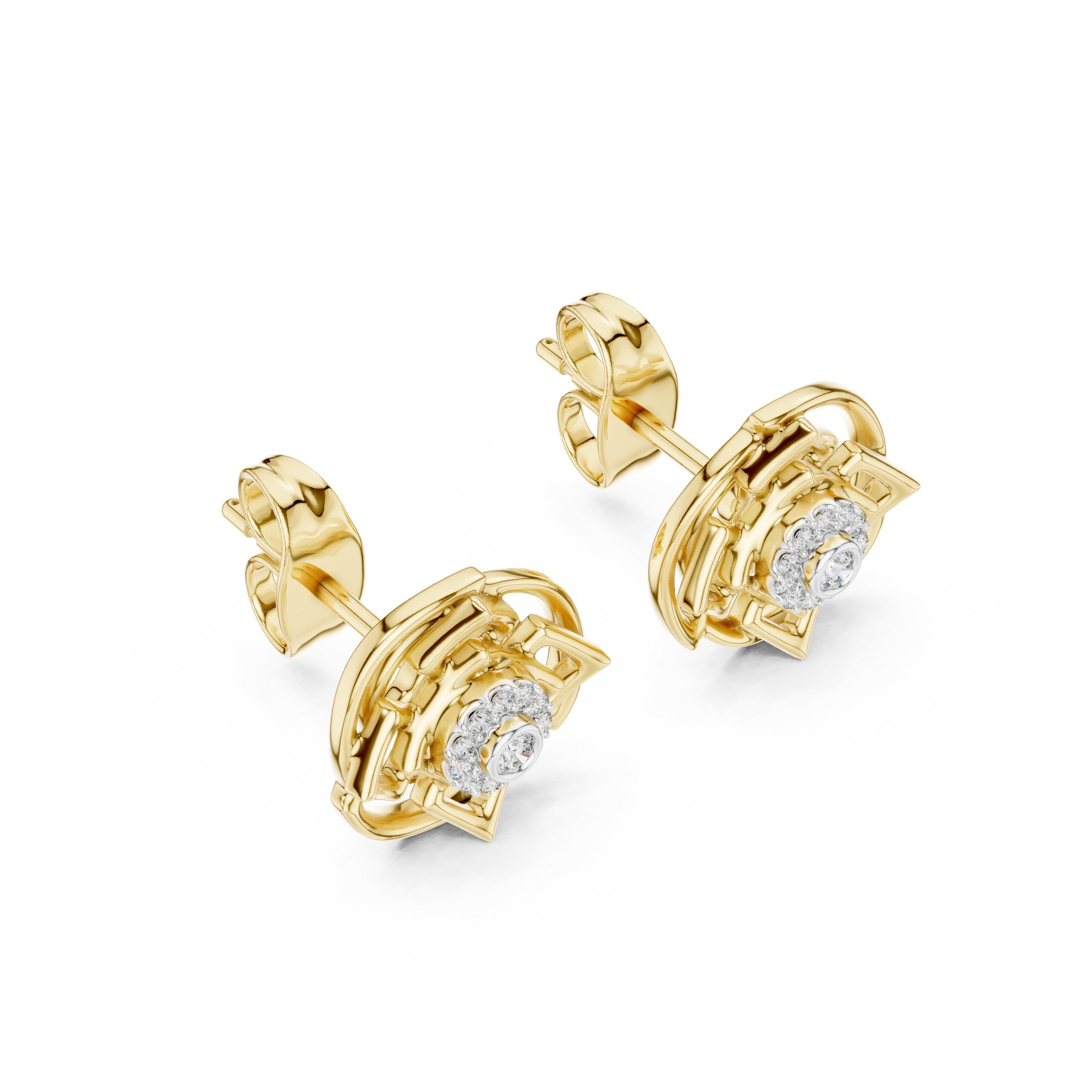 حلقان ألماس قوس قزح المرصعة in Yellow Gold - VYKA Diamonds