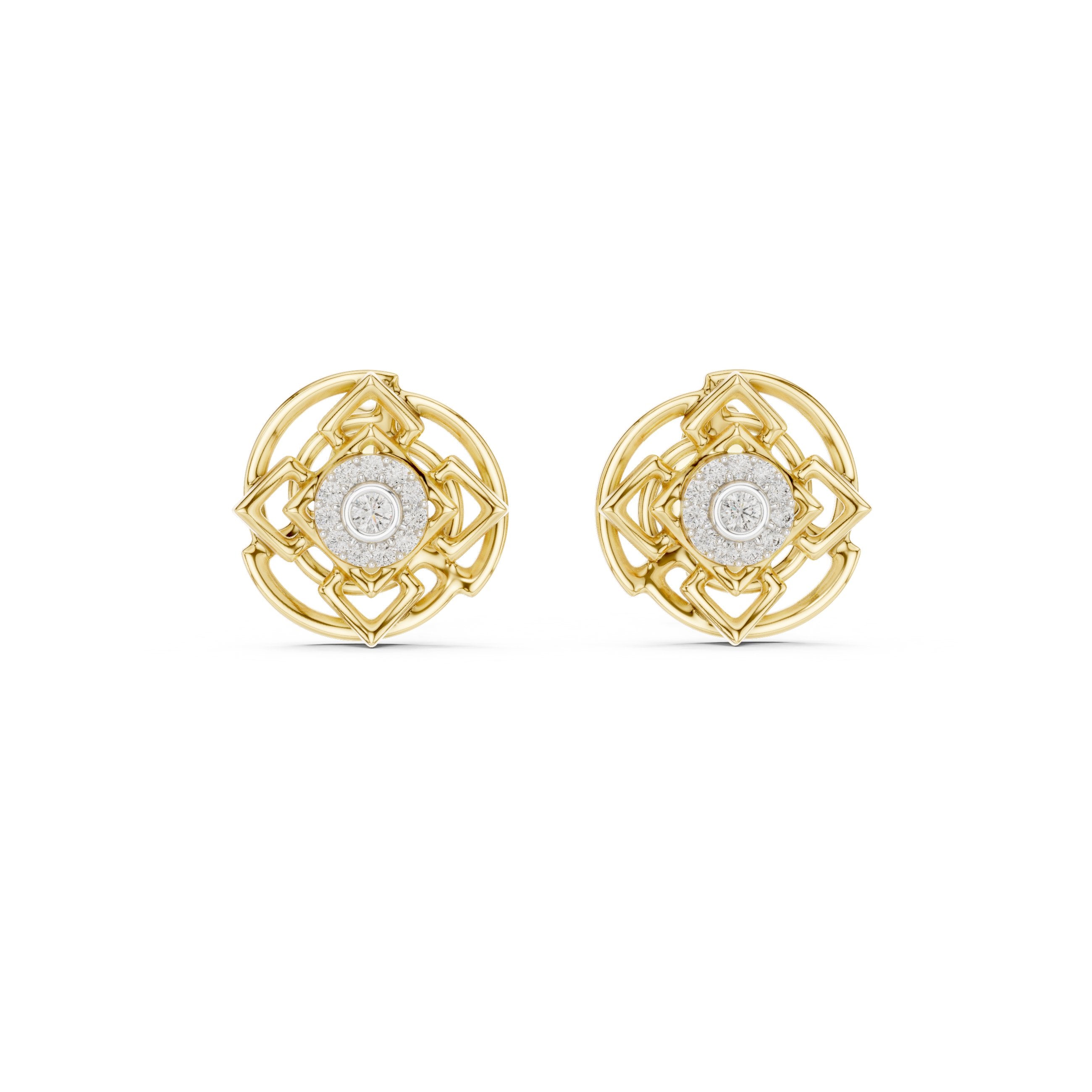 حلقان ألماس قوس قزح المرصعة in Yellow Gold - VYKA Diamonds