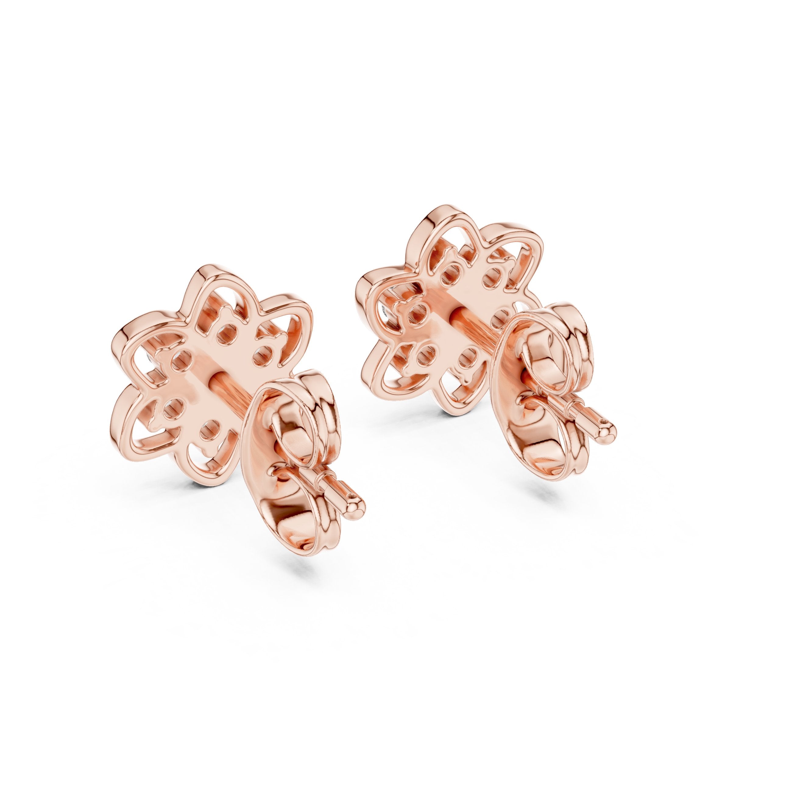 Pinwheel Diamond Stud Earrings in Rose Gold - VYKA Diamonds