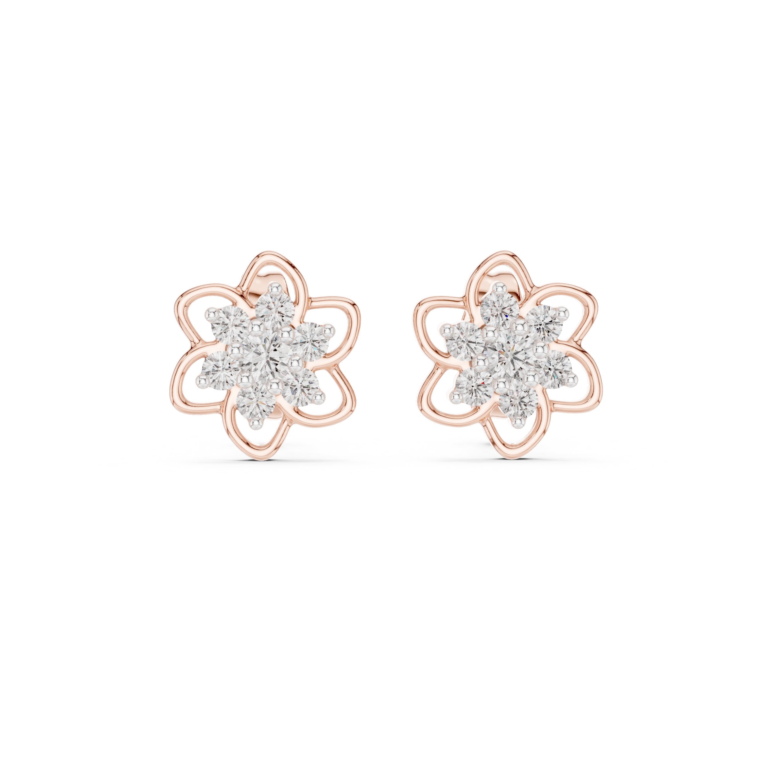 Pinwheel Diamond Stud Earrings in Rose Gold - VYKA Diamonds