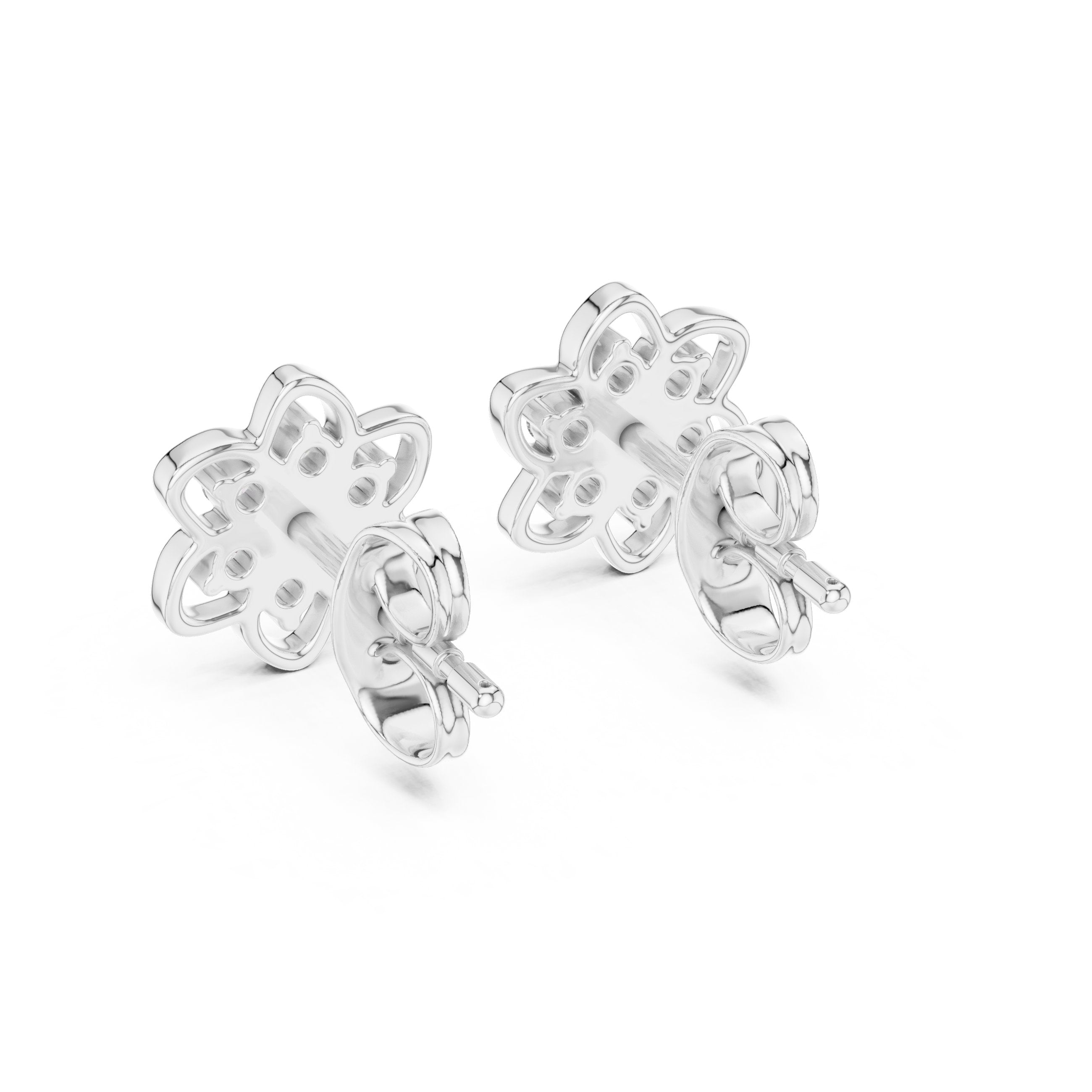 Pinwheel Diamond Stud Earrings in White Gold - VYKA Diamonds