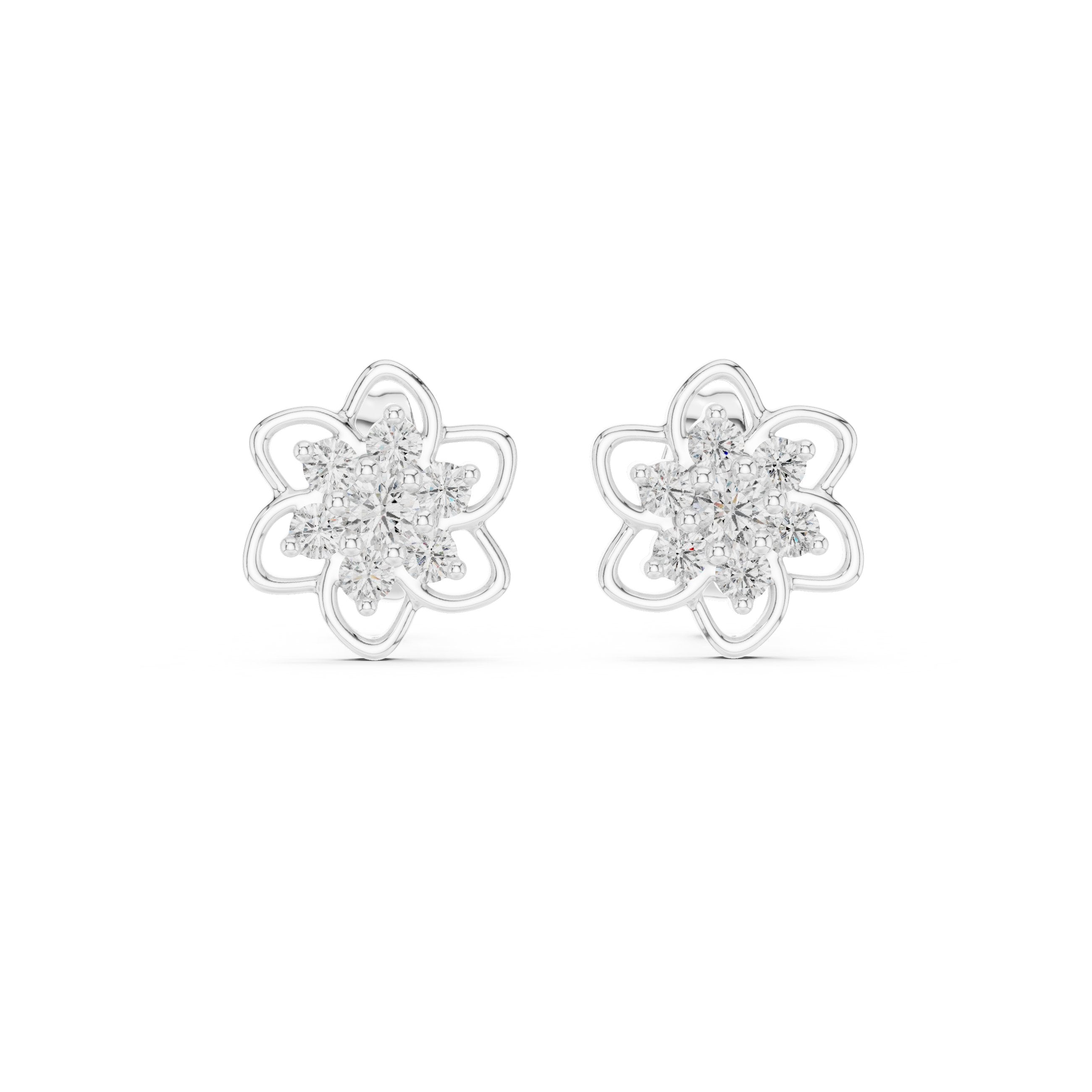 Pinwheel Diamond Stud Earrings in White Gold - VYKA Diamonds