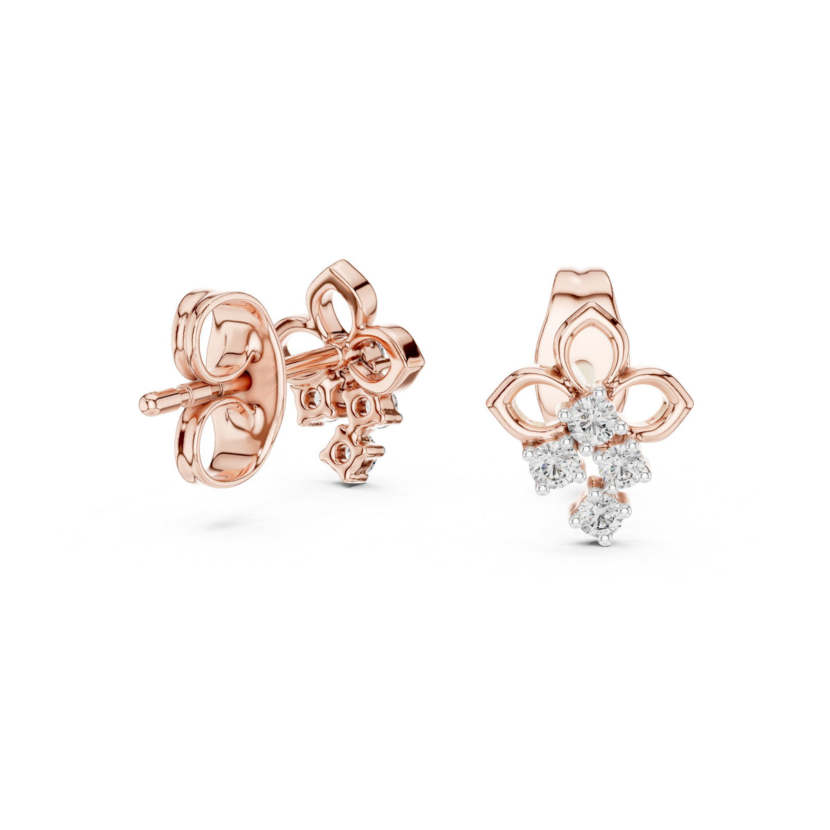 Trio Cluster Diamond Stud Earrings