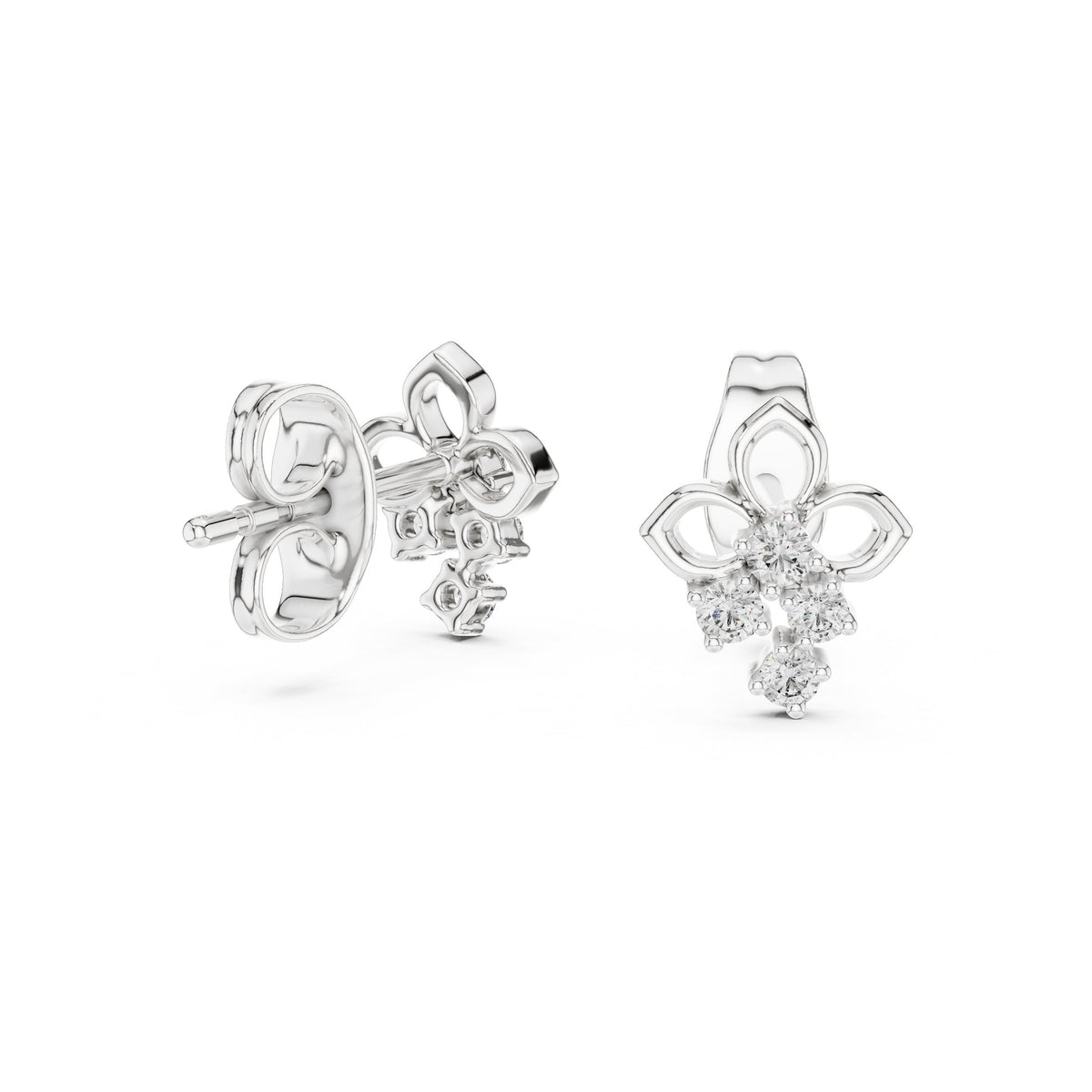 Trio Cluster Diamond Stud Earrings
