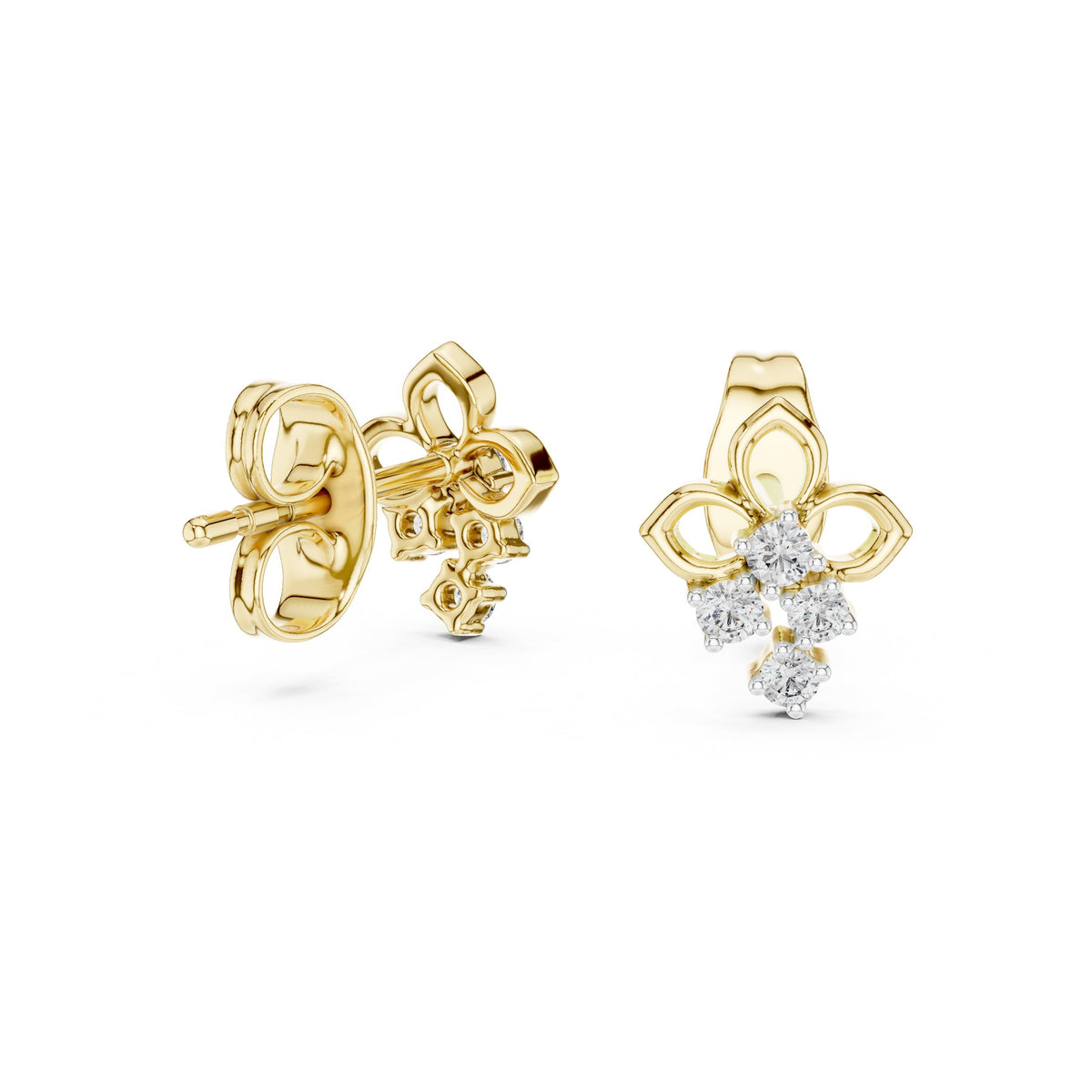 Trio Cluster Diamond Stud Earrings