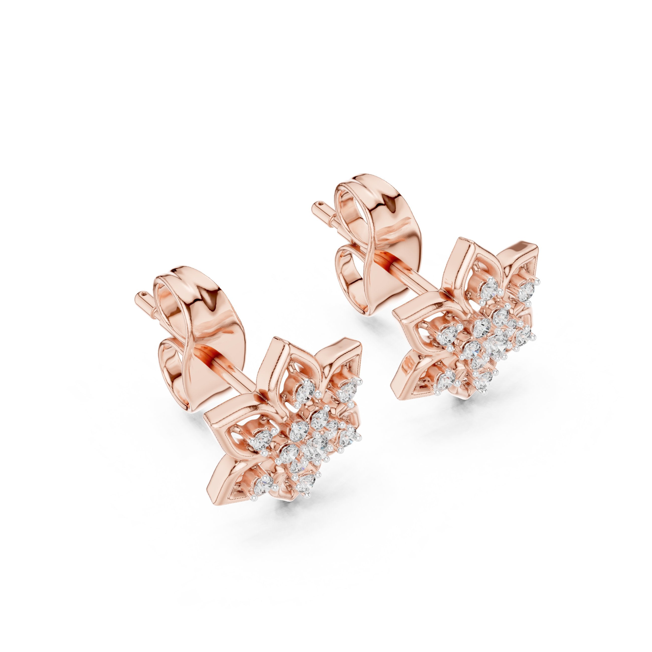 Diamond Star Stud Earrings in Rose Gold - VYKA Diamonds