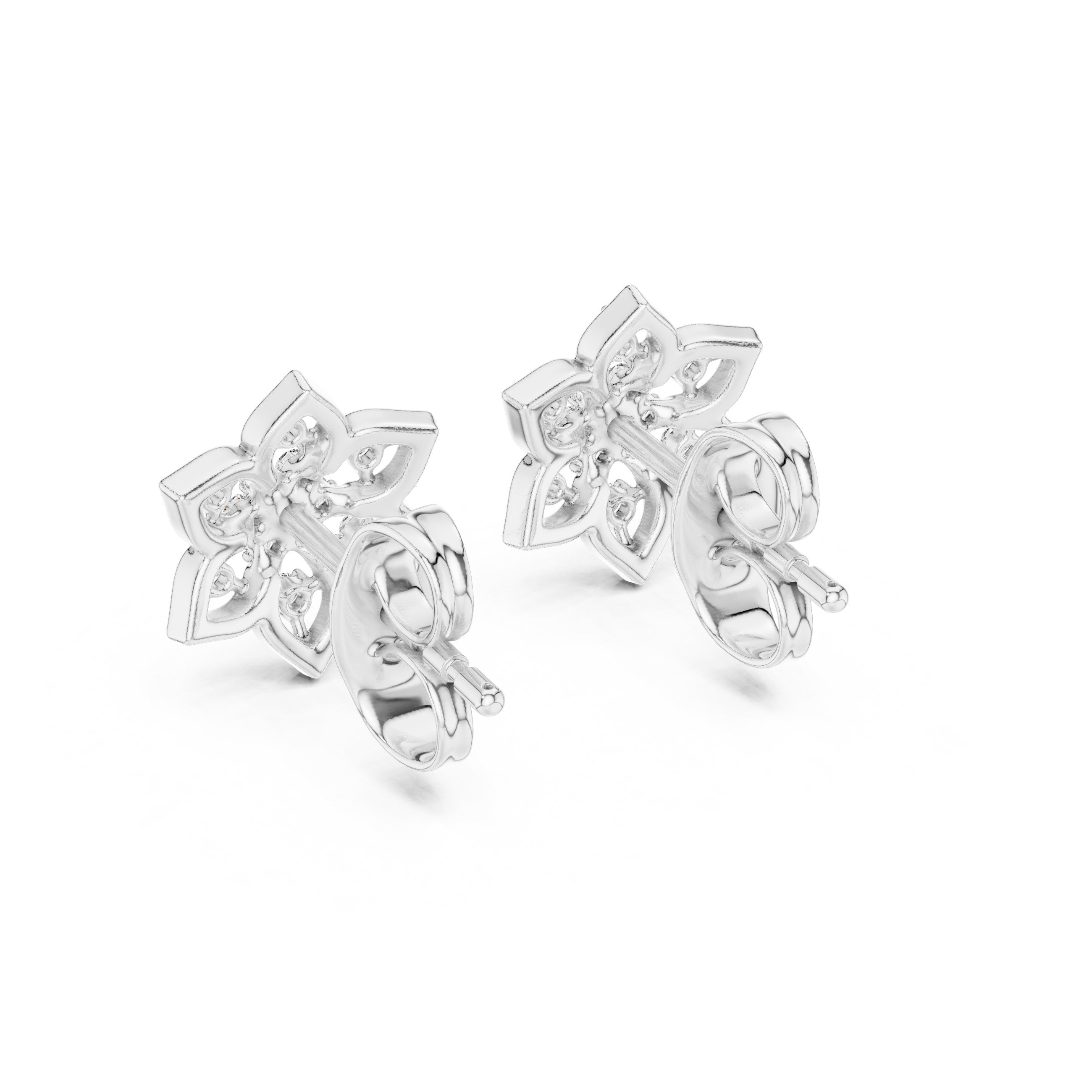 Diamond Star Stud Earrings in White Gold - VYKA Diamonds