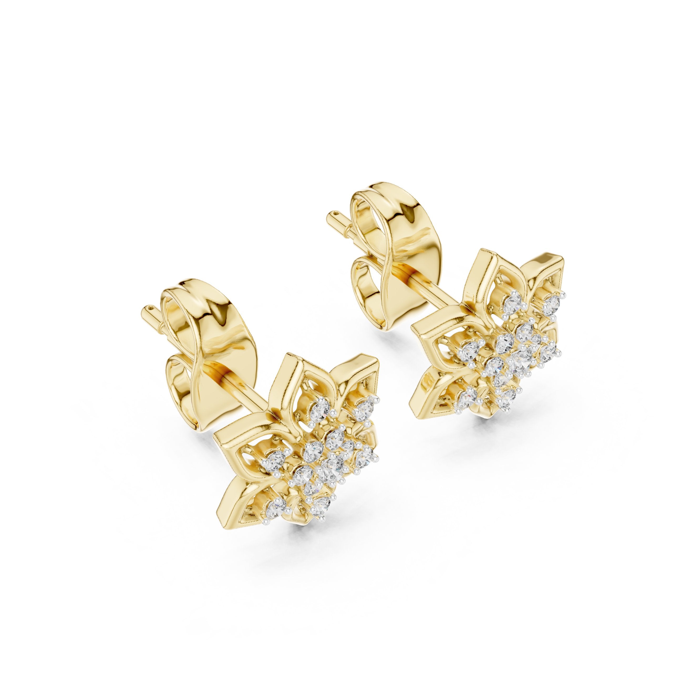 Diamond Star Stud Earrings in Yellow Gold - VYKA Diamonds