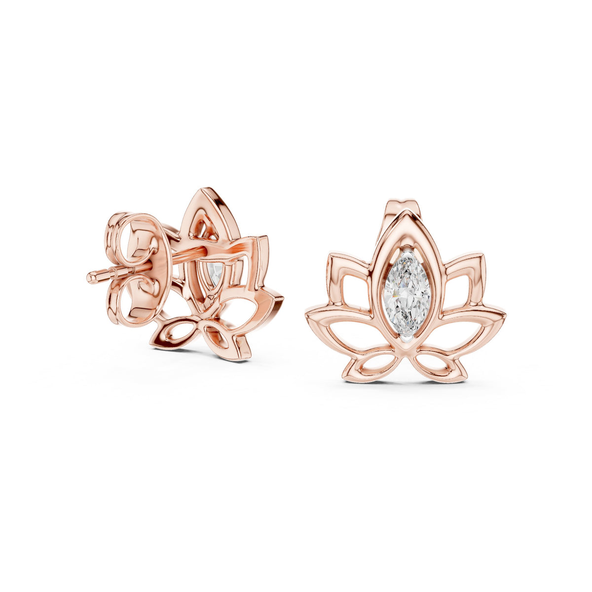 Marquise Petal Diamond Stud Earrings