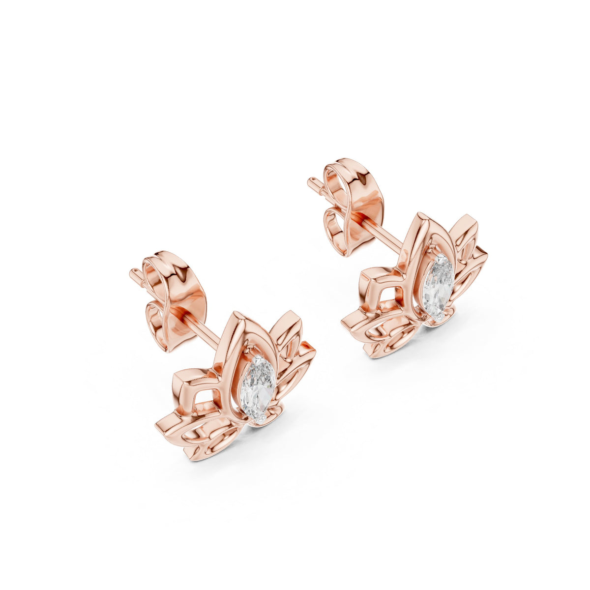أقراط ألماس ببتلات ماركيز in Rose Gold - VYKA Diamonds