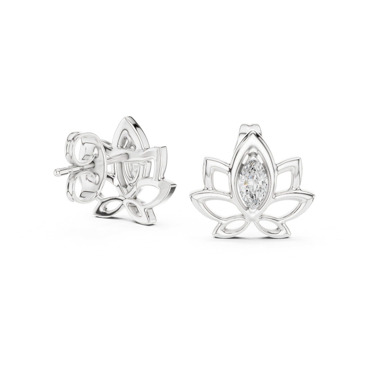 أقراط ألماس ببتلات ماركيز in White Gold - VYKA Diamonds