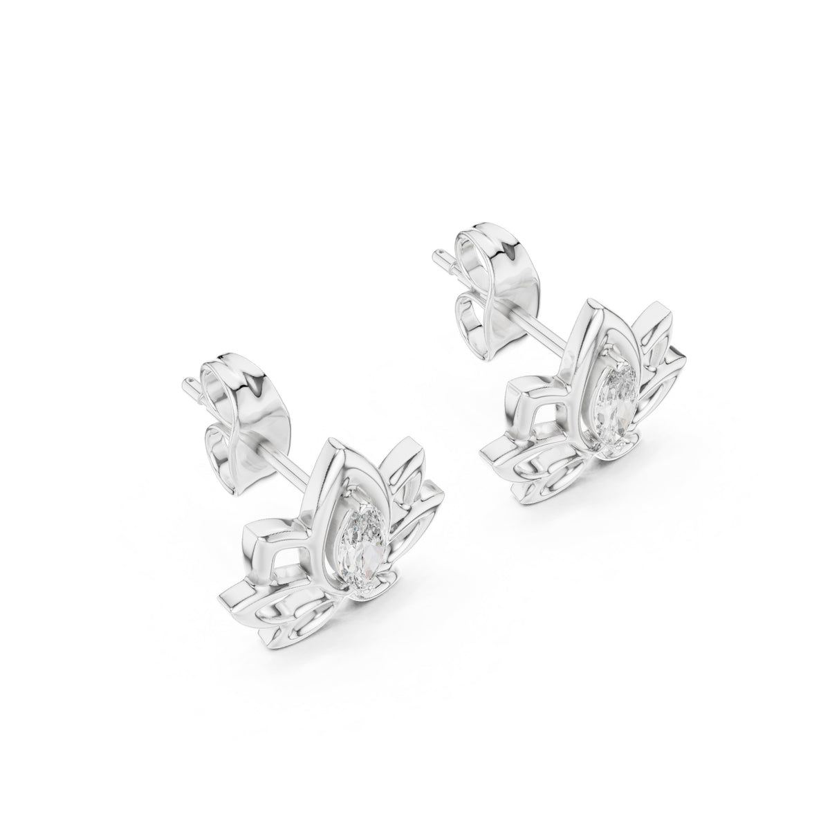 Marquise Petal Diamond Stud Earrings