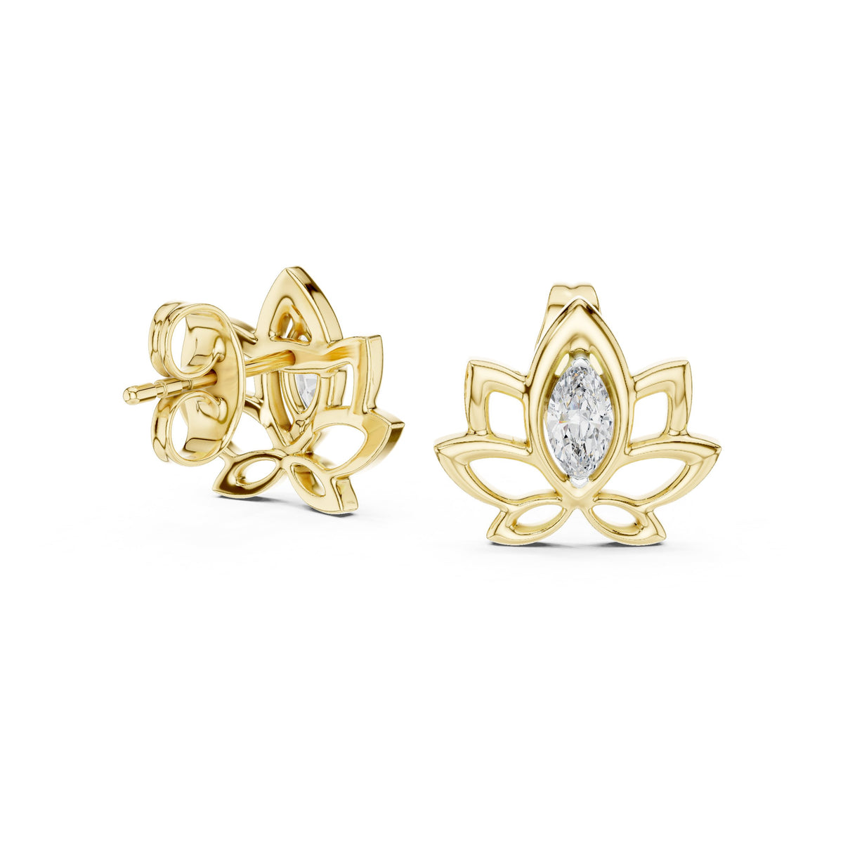 Marquise Petal Diamond Stud Earrings