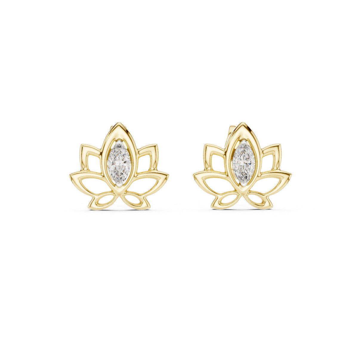 Marquise Petal Diamond Stud Earrings