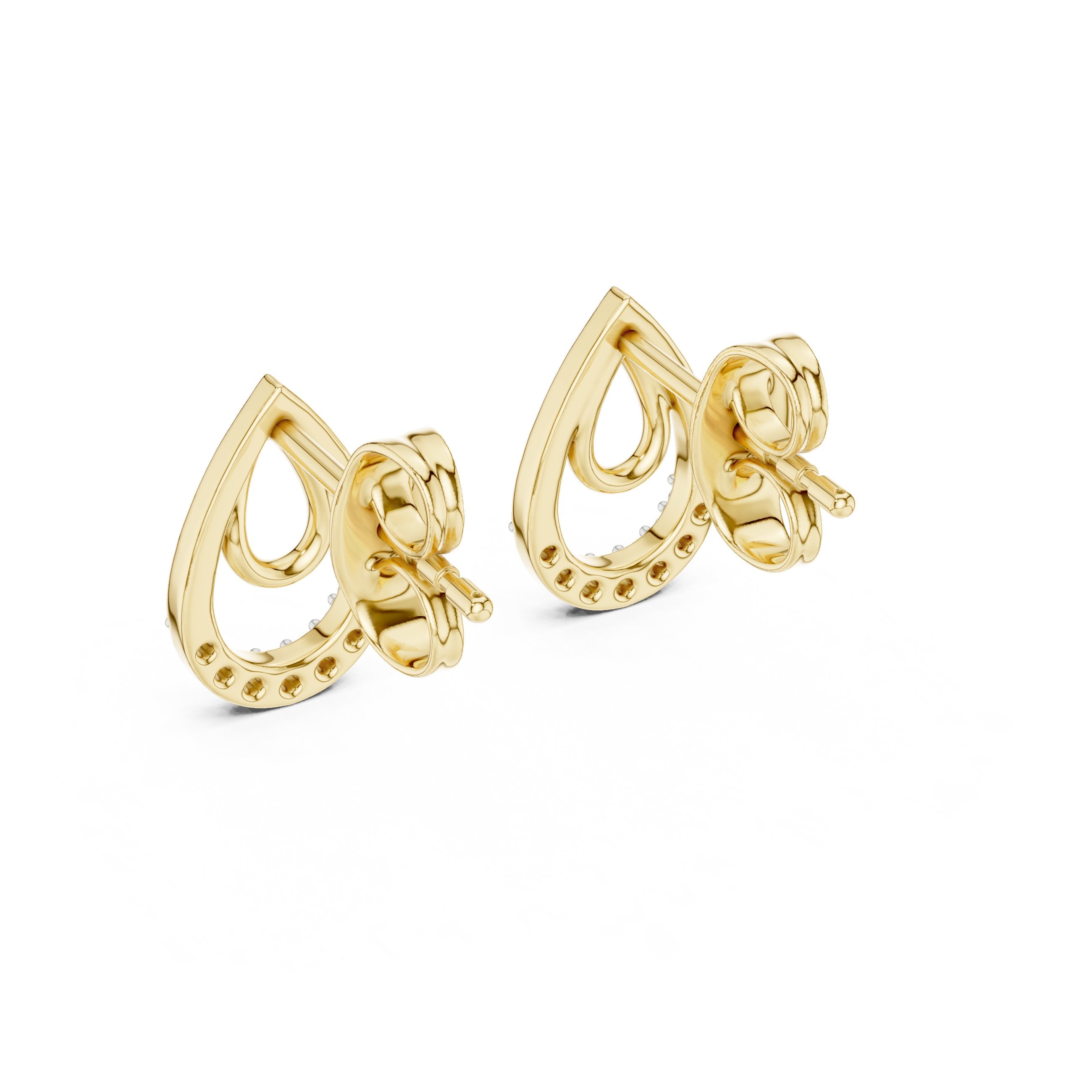 Nested Teardrop Diamond Stud Earrings in Yellow Gold - VYKA Diamonds