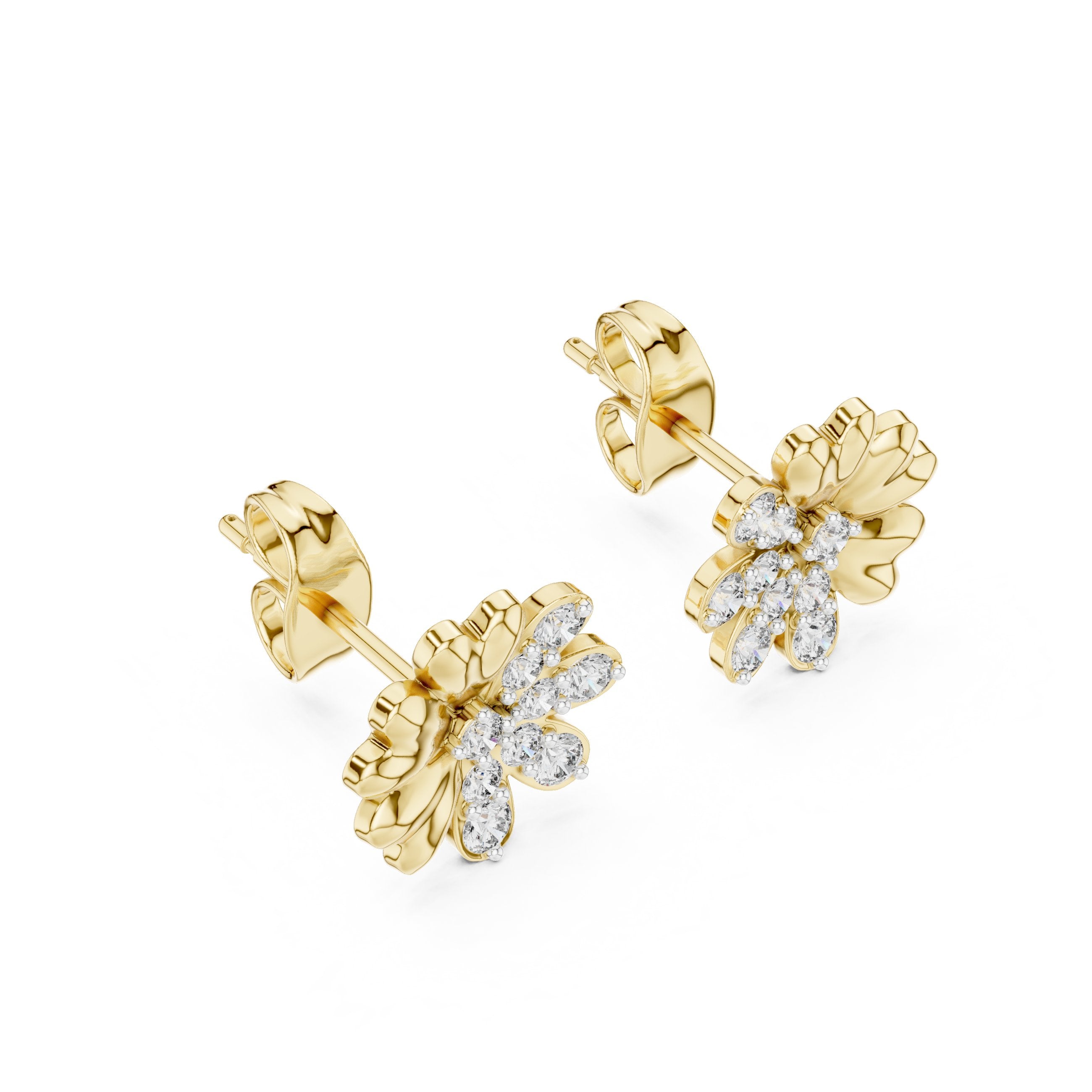 Daisy Diamond Stud Earrings in Yellow Gold - VYKA Diamonds