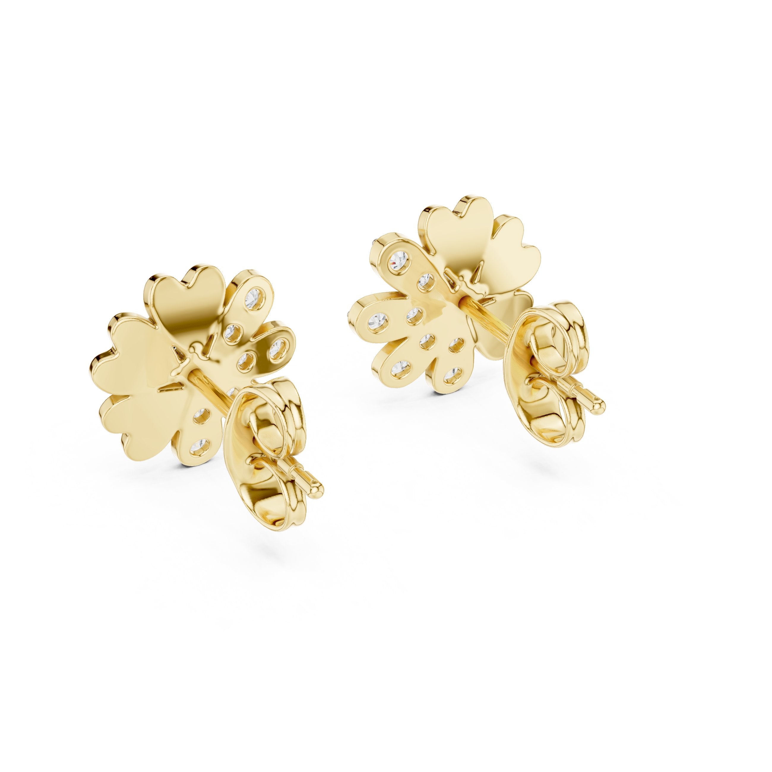 Daisy Diamond Stud Earrings in Yellow Gold - VYKA Diamonds