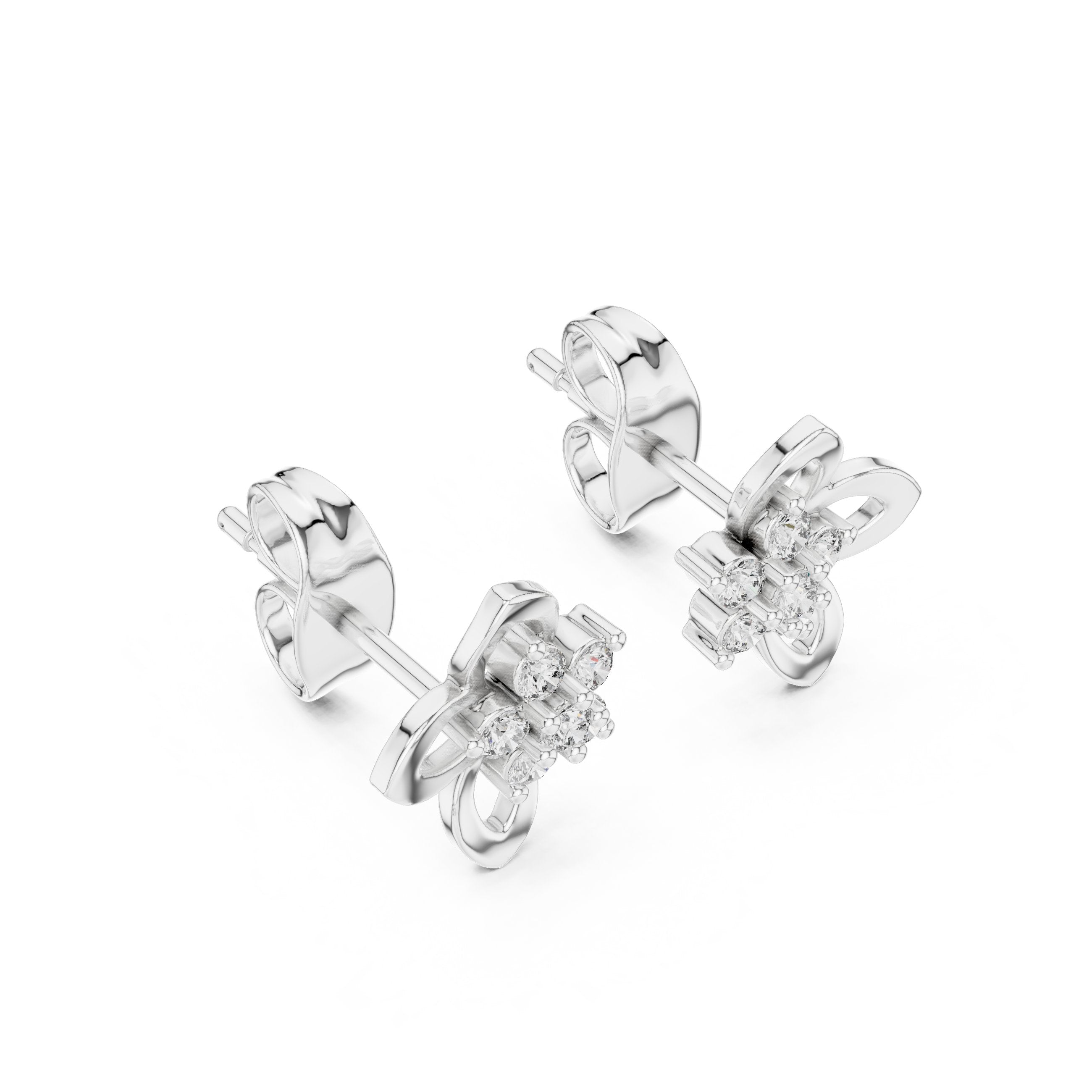 Blossom Cluster Diamond Stud Earrings in White Gold - VYKA Diamonds