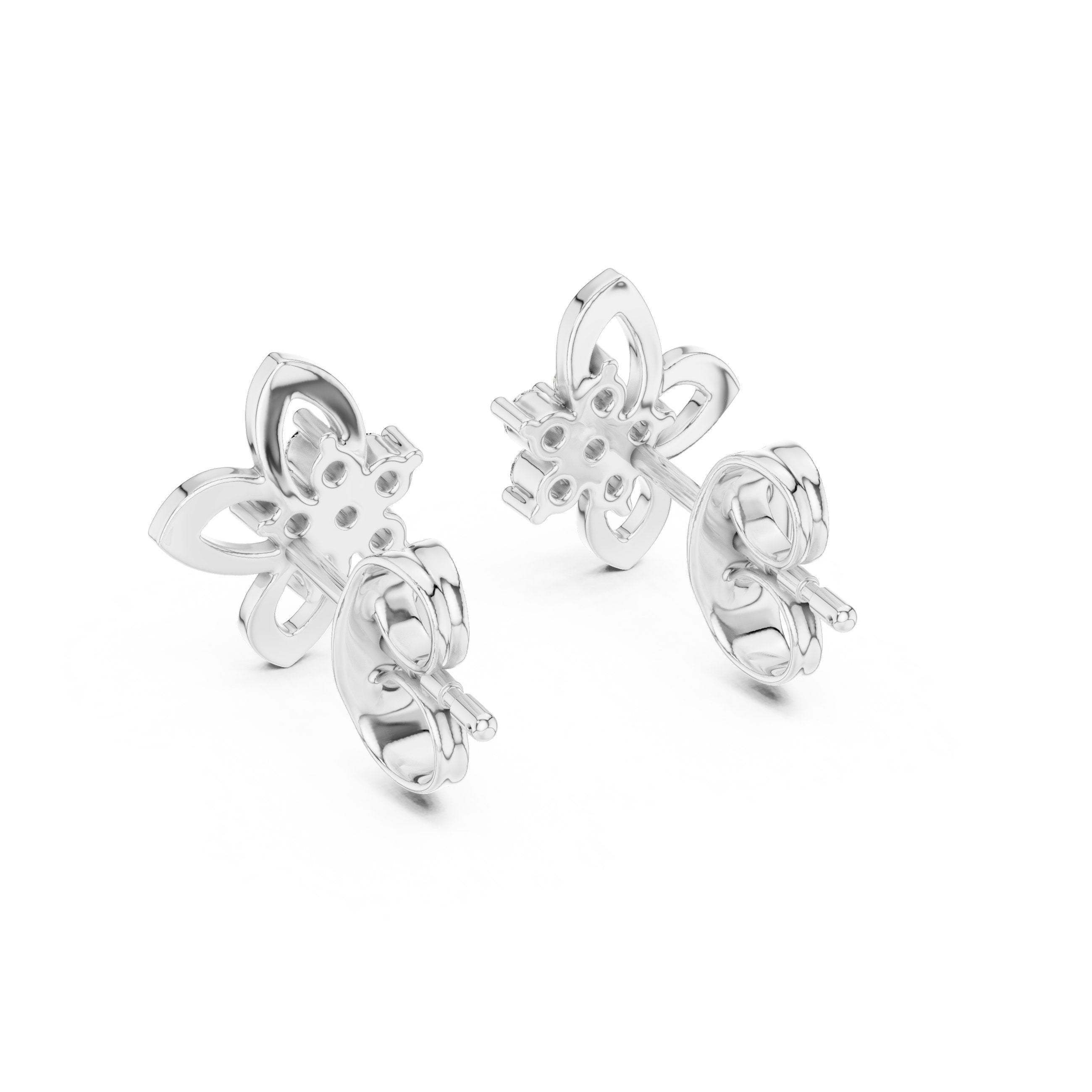 Blossom Cluster Diamond Stud Earrings in White Gold - VYKA Diamonds