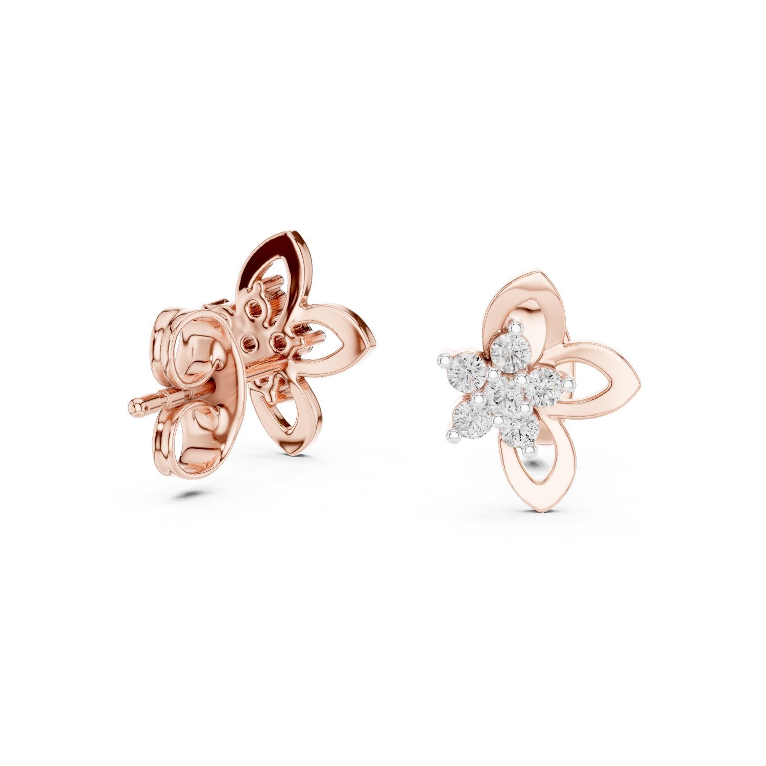 Blossom Cluster Diamond Stud Earrings in Rose Gold - VYKA Diamonds