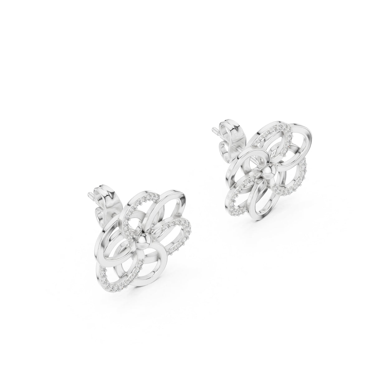 Interlocking Petal Diamond Stud Earrings