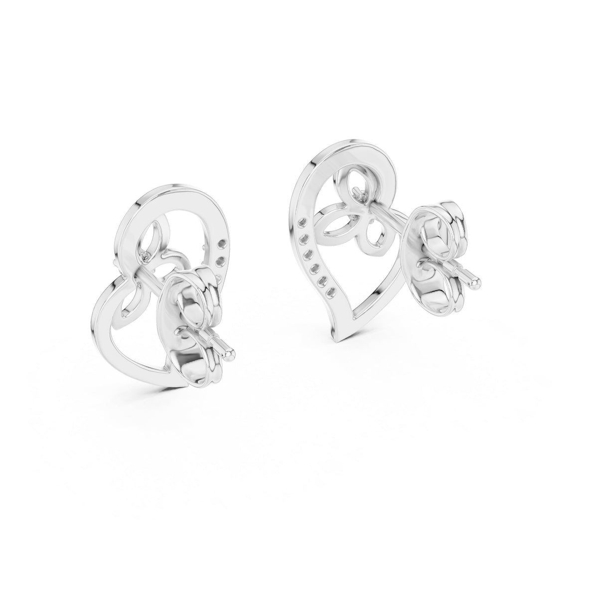 أقراط ألماس على شكل قلب وغصن كرمة in White Gold - VYKA Diamonds