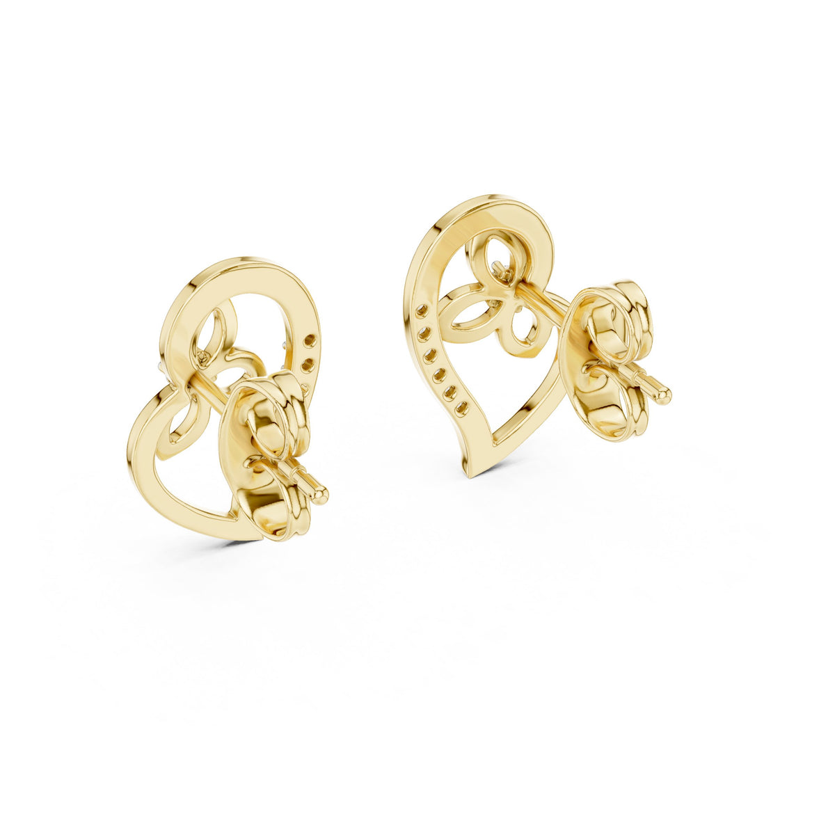 Heart Vine Diamond Stud Earrings