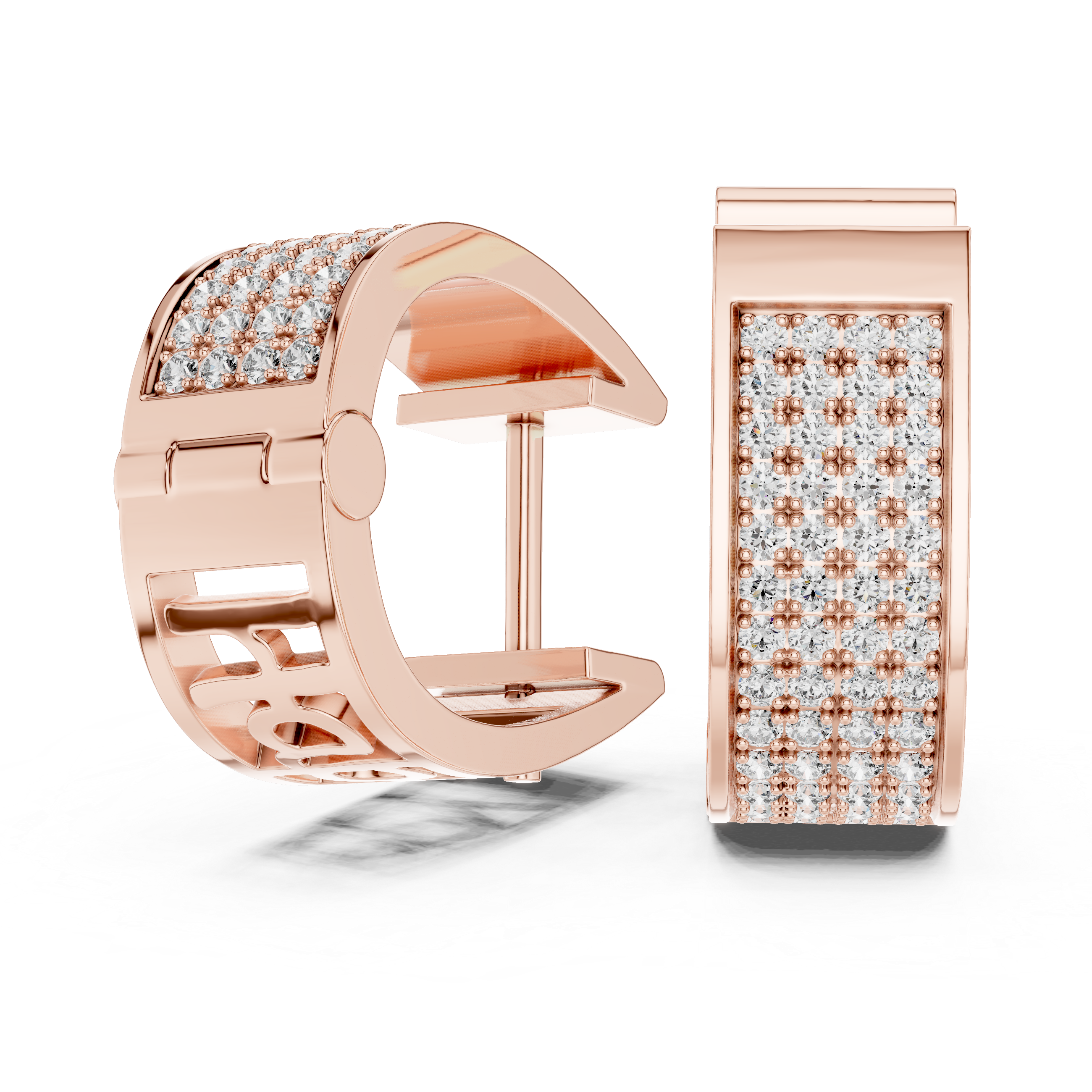 Wide Pave Diamond Cuff Earrings in Rose Gold - VYKA Diamonds