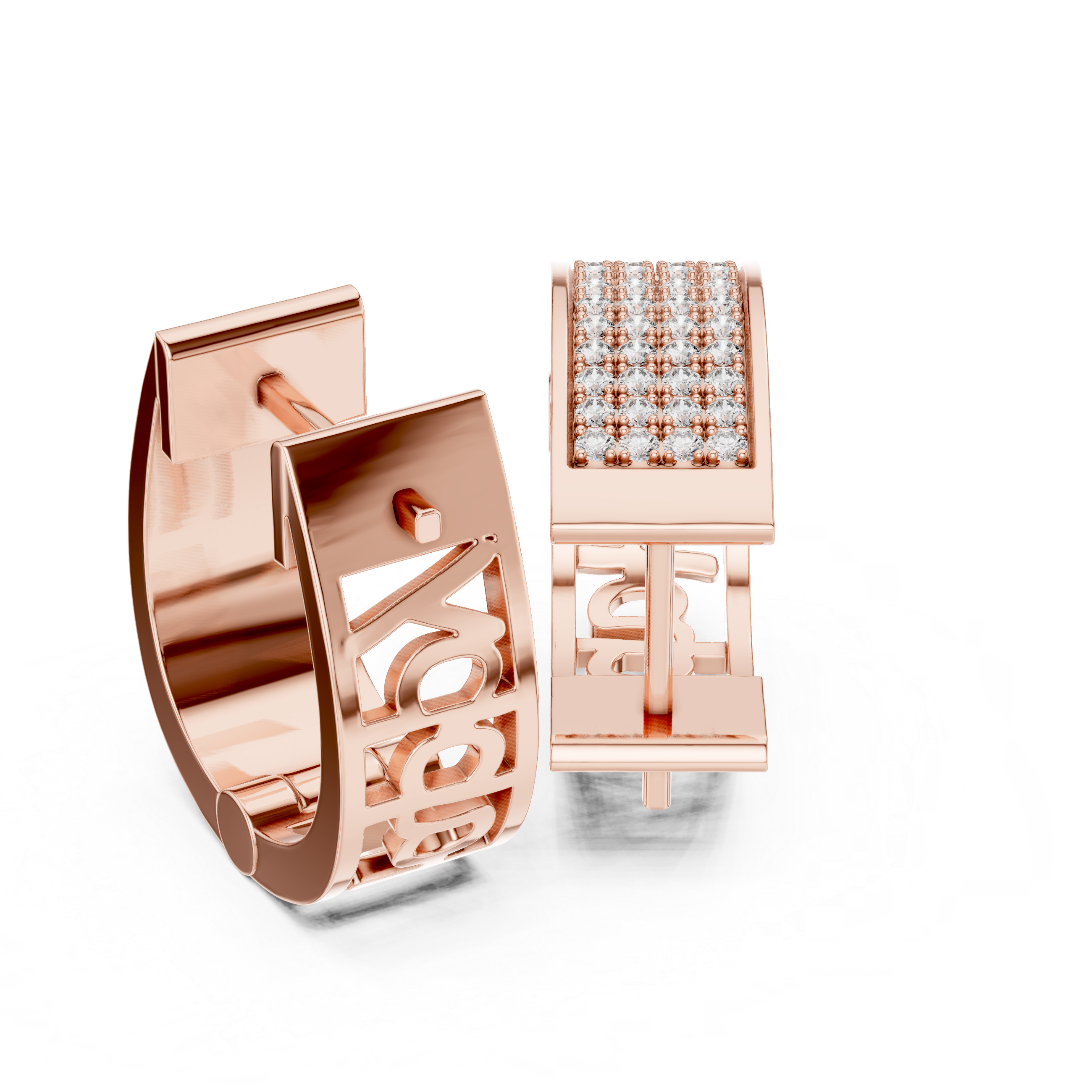 Wide Pave Diamond Cuff Earrings in Rose Gold - VYKA Diamonds