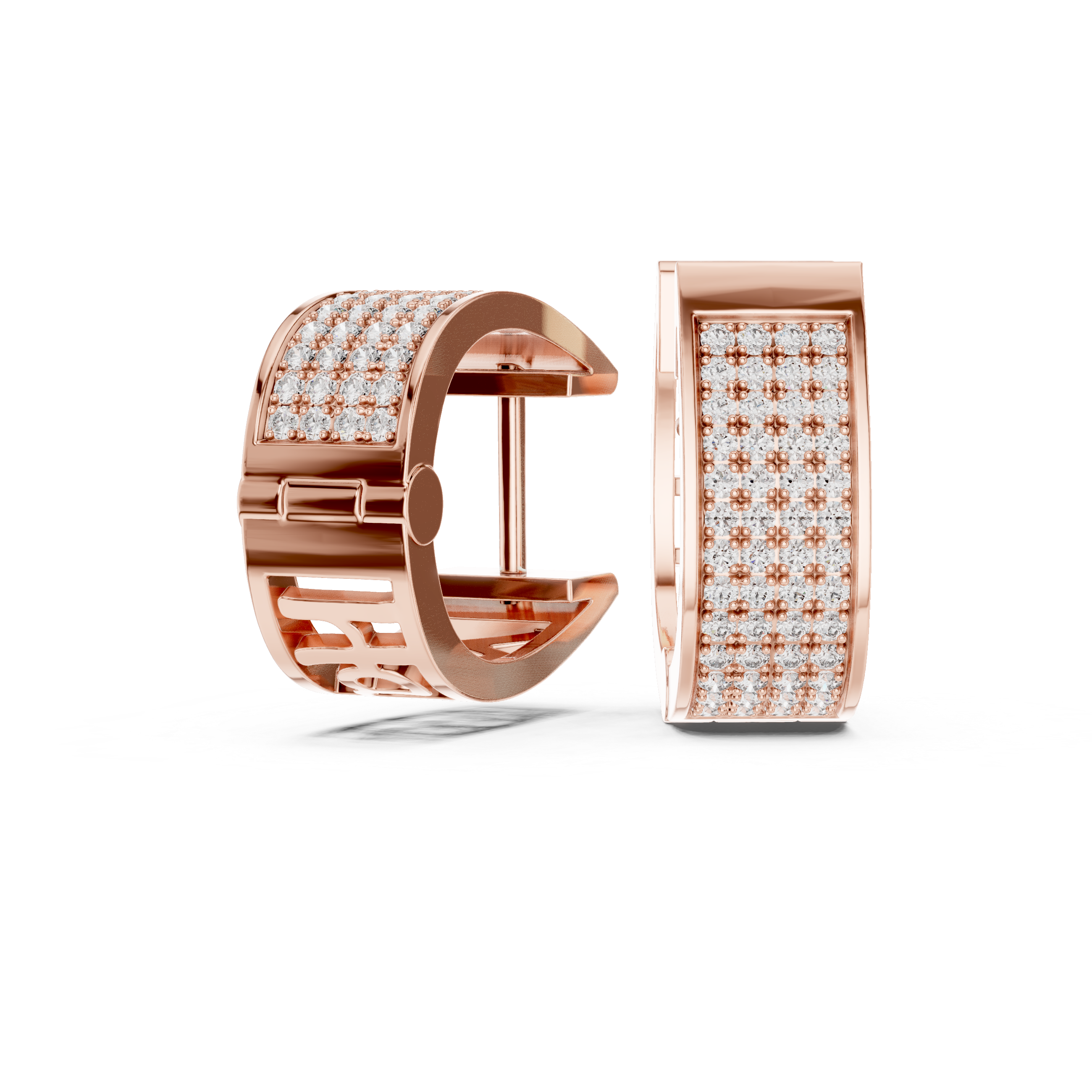 Wide Pave Diamond Cuff Earrings in Rose Gold - VYKA Diamonds