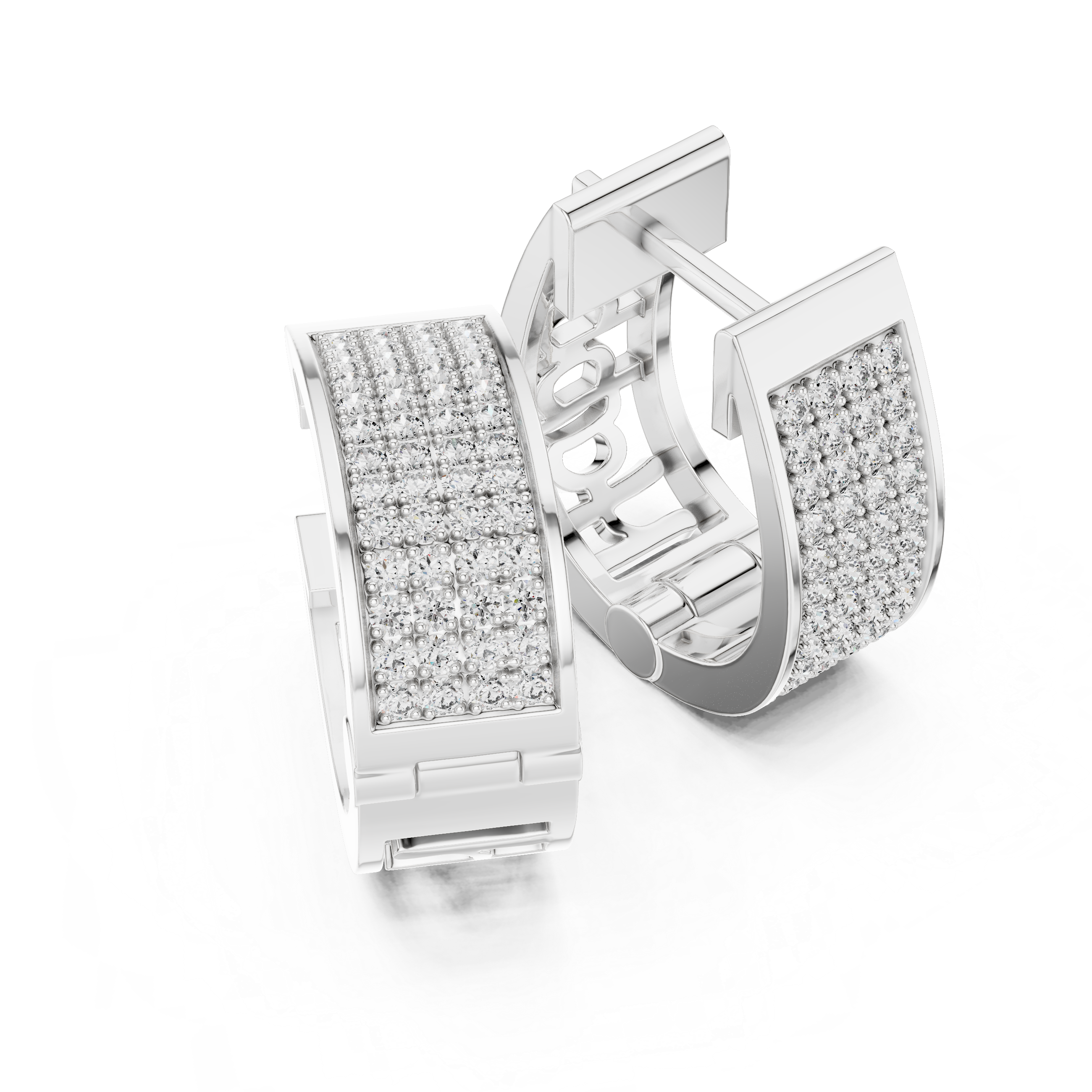 Wide Pave Diamond Cuff Earrings in White Gold - VYKA Diamonds