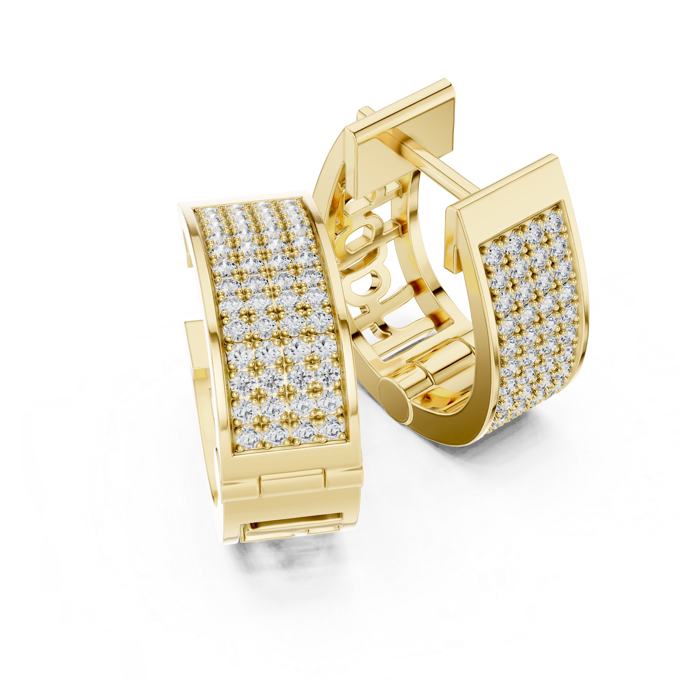 Wide Pave Diamond Cuff Earrings in Yellow Gold - VYKA Diamonds