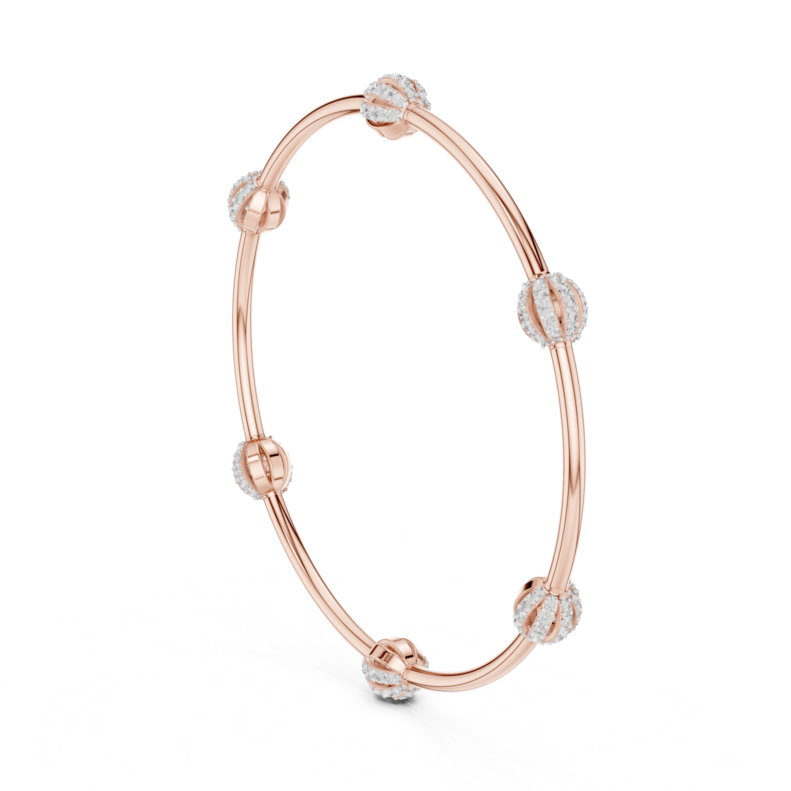 Pavé Globe Station Bangle in Rose Gold - VYKA Diamonds