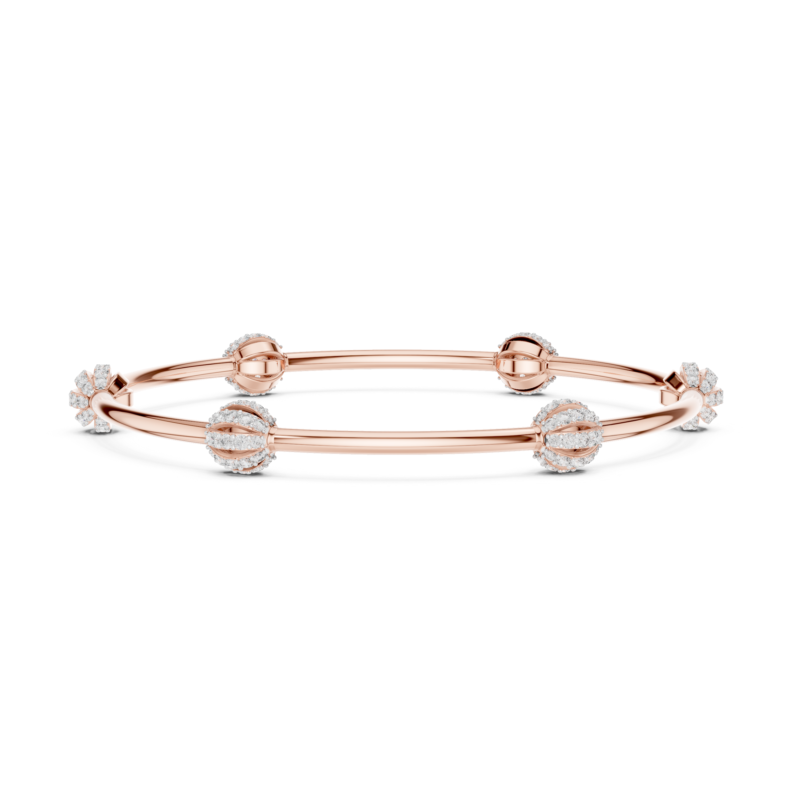Pavé Globe Station Bangle in Rose Gold - VYKA Diamonds