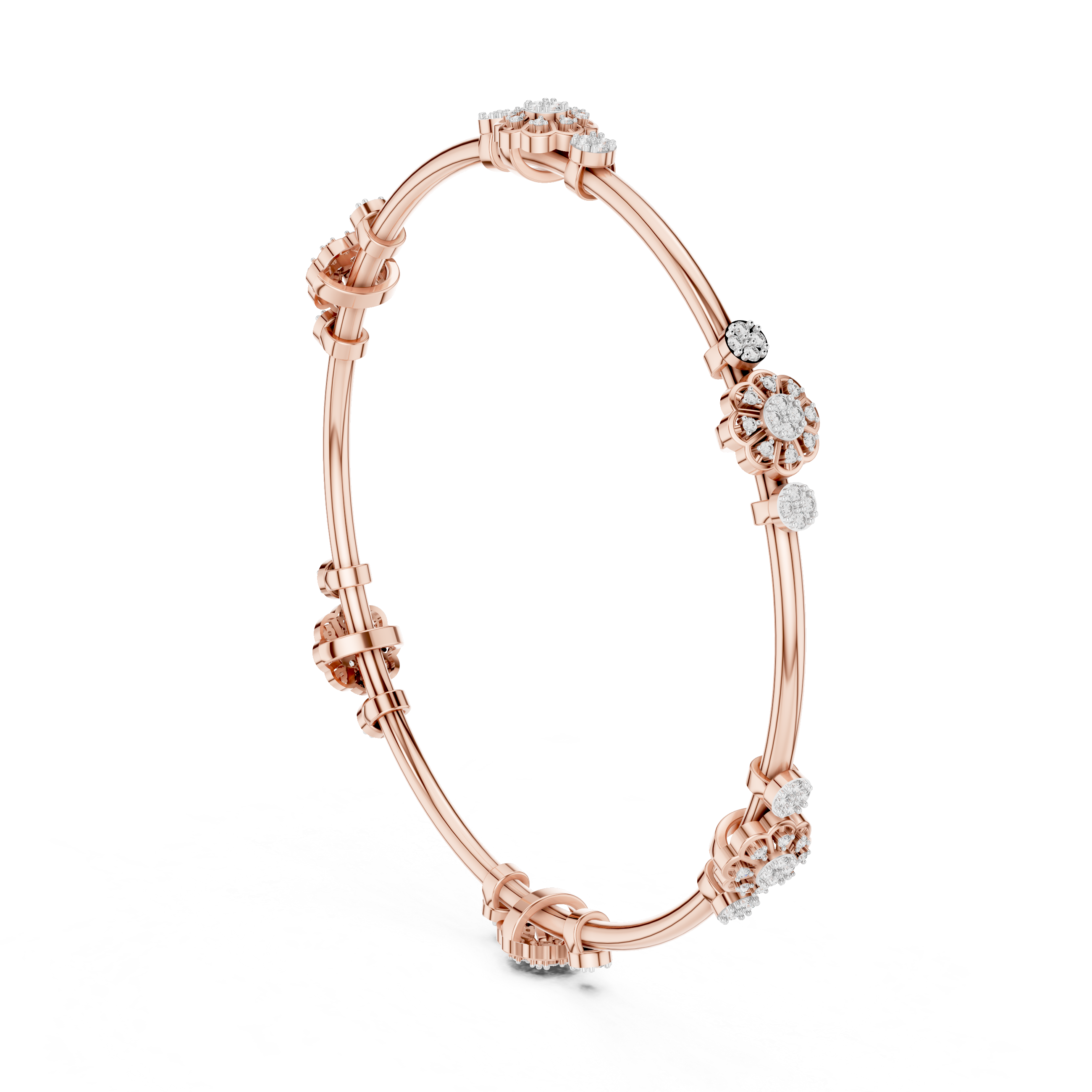 سوار محطة عنقود الأزهار in Rose Gold - VYKA Diamonds