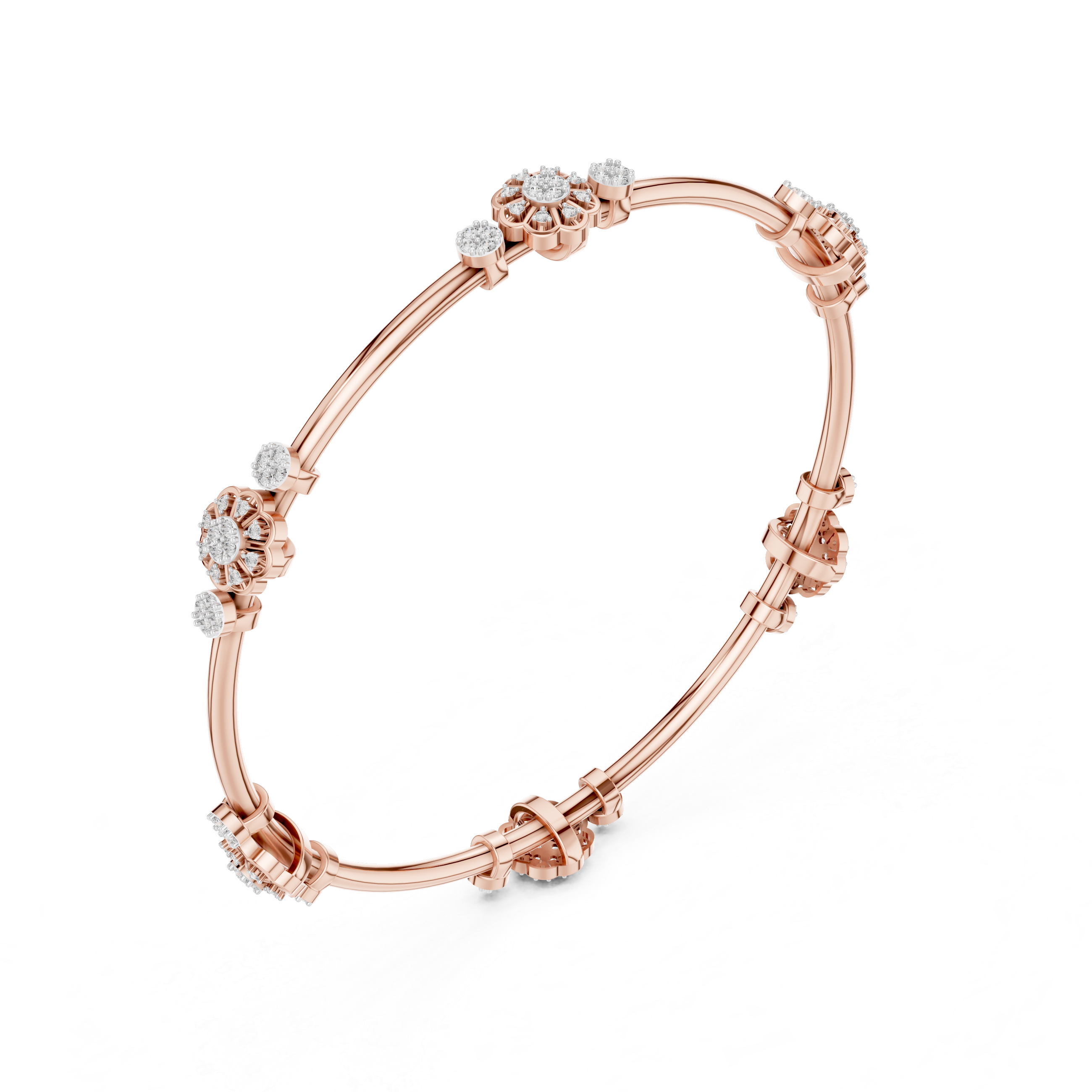 سوار محطة عنقود الأزهار in Rose Gold - VYKA Diamonds