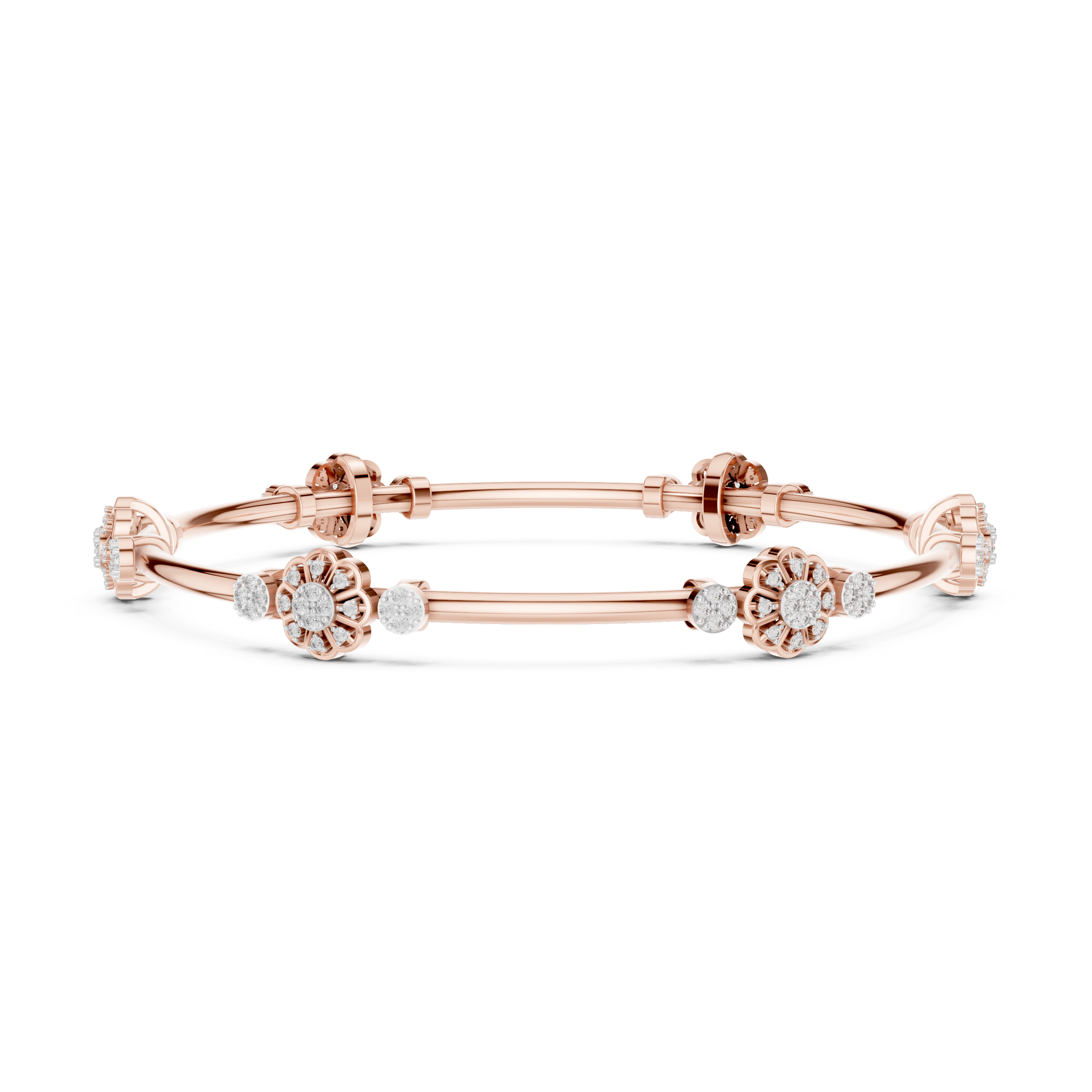 سوار محطة عنقود الأزهار in Rose Gold - VYKA Diamonds