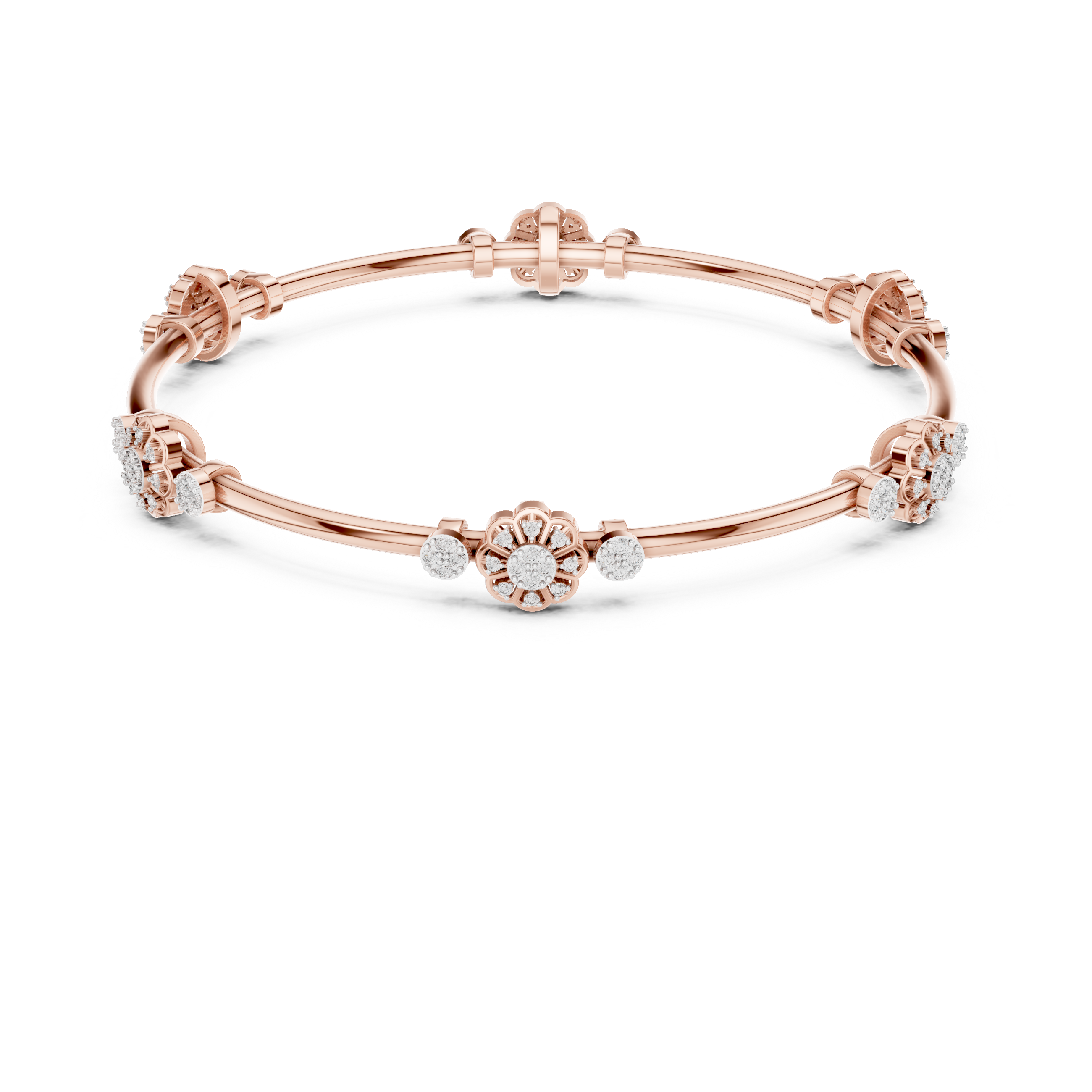 سوار محطة عنقود الأزهار in Rose Gold - VYKA Diamonds