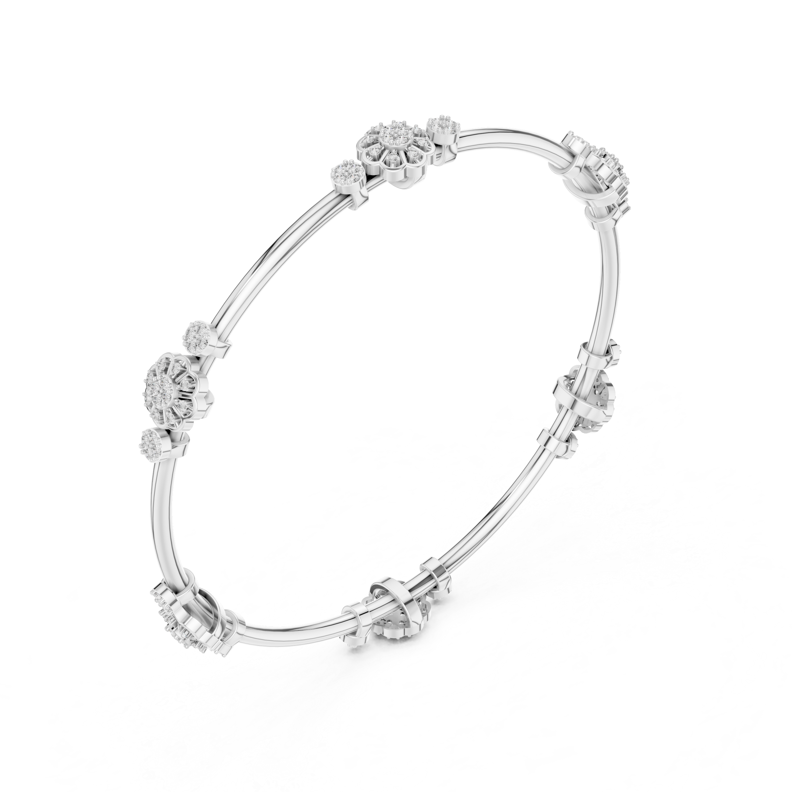 سوار محطة عنقود الأزهار in White Gold - VYKA Diamonds