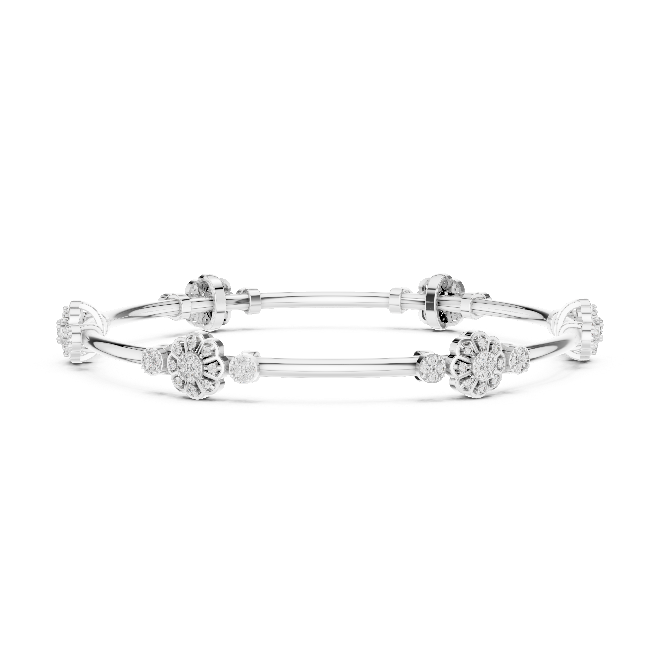 سوار محطة عنقود الأزهار in White Gold - VYKA Diamonds