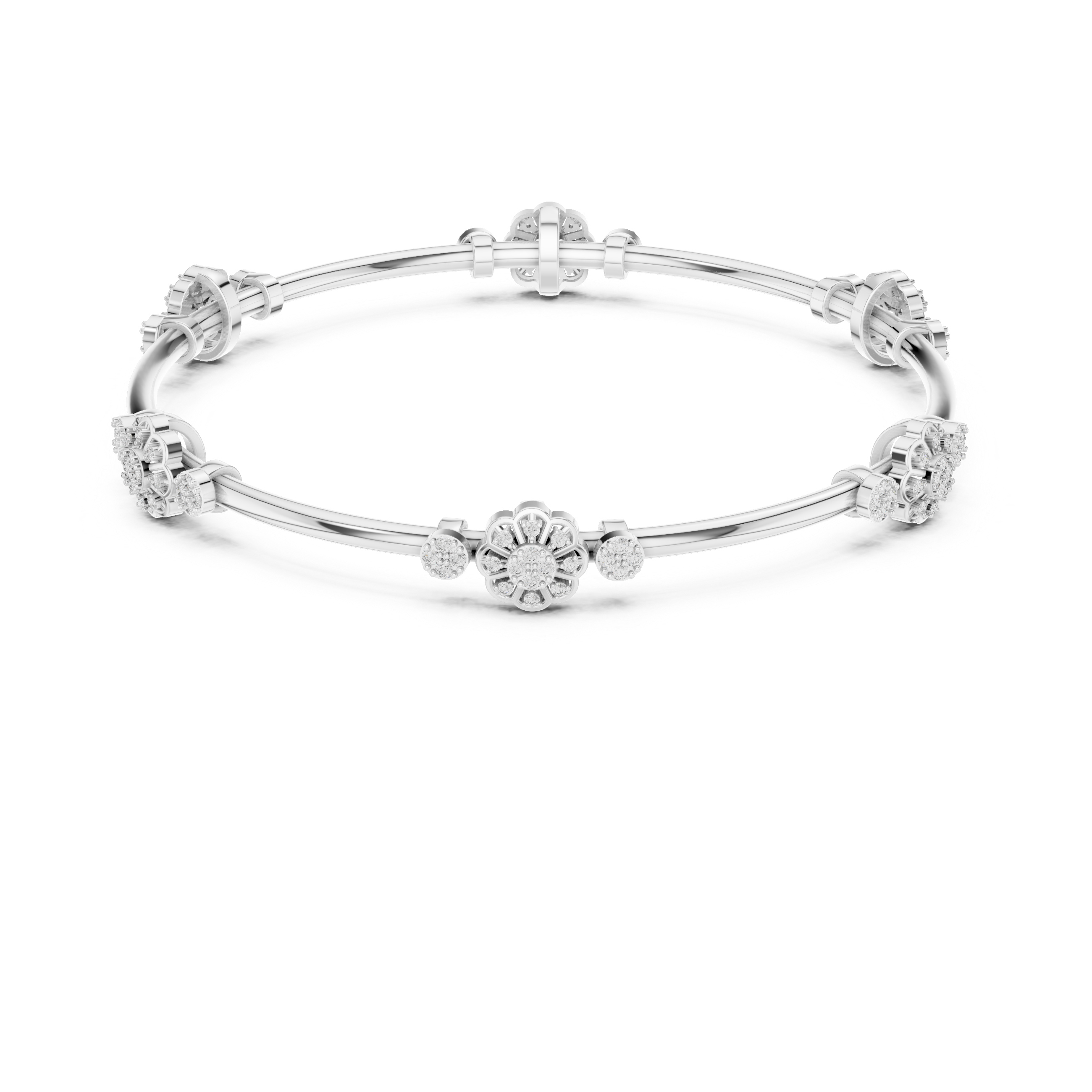سوار محطة عنقود الأزهار in White Gold - VYKA Diamonds
