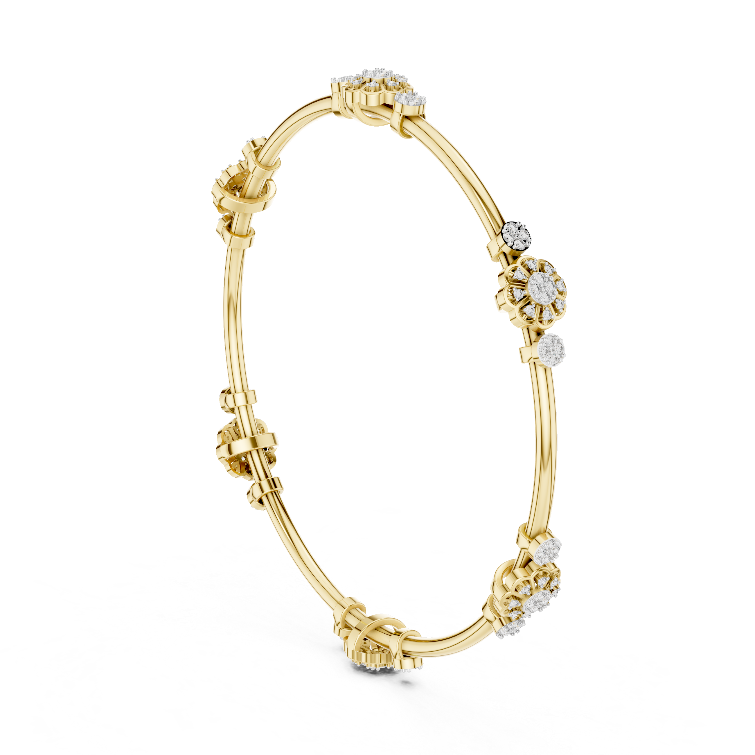 سوار محطة عنقود الأزهار in Yellow Gold - VYKA Diamonds