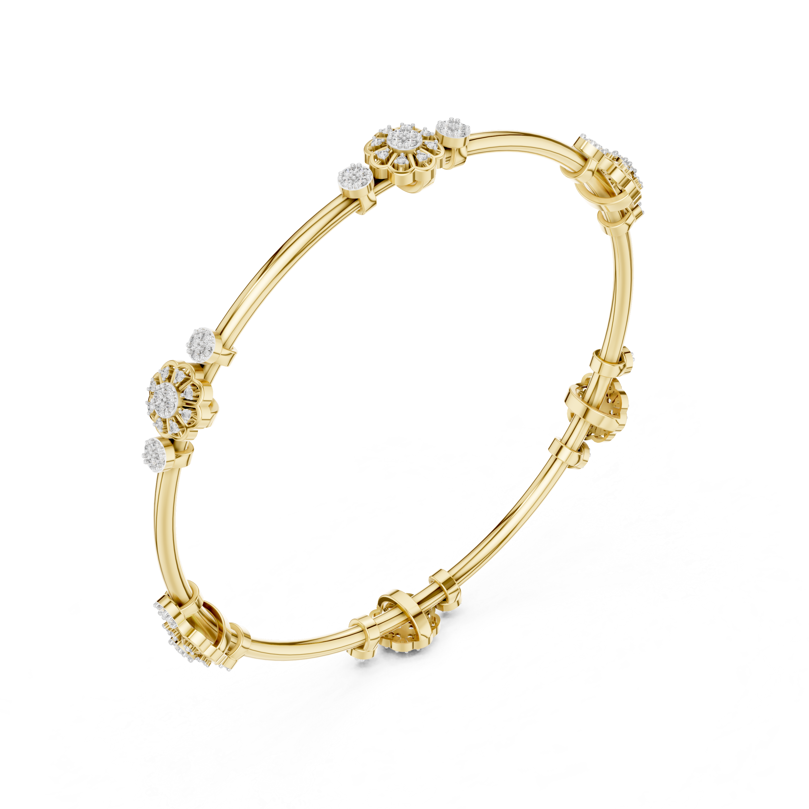 سوار محطة عنقود الأزهار in Yellow Gold - VYKA Diamonds