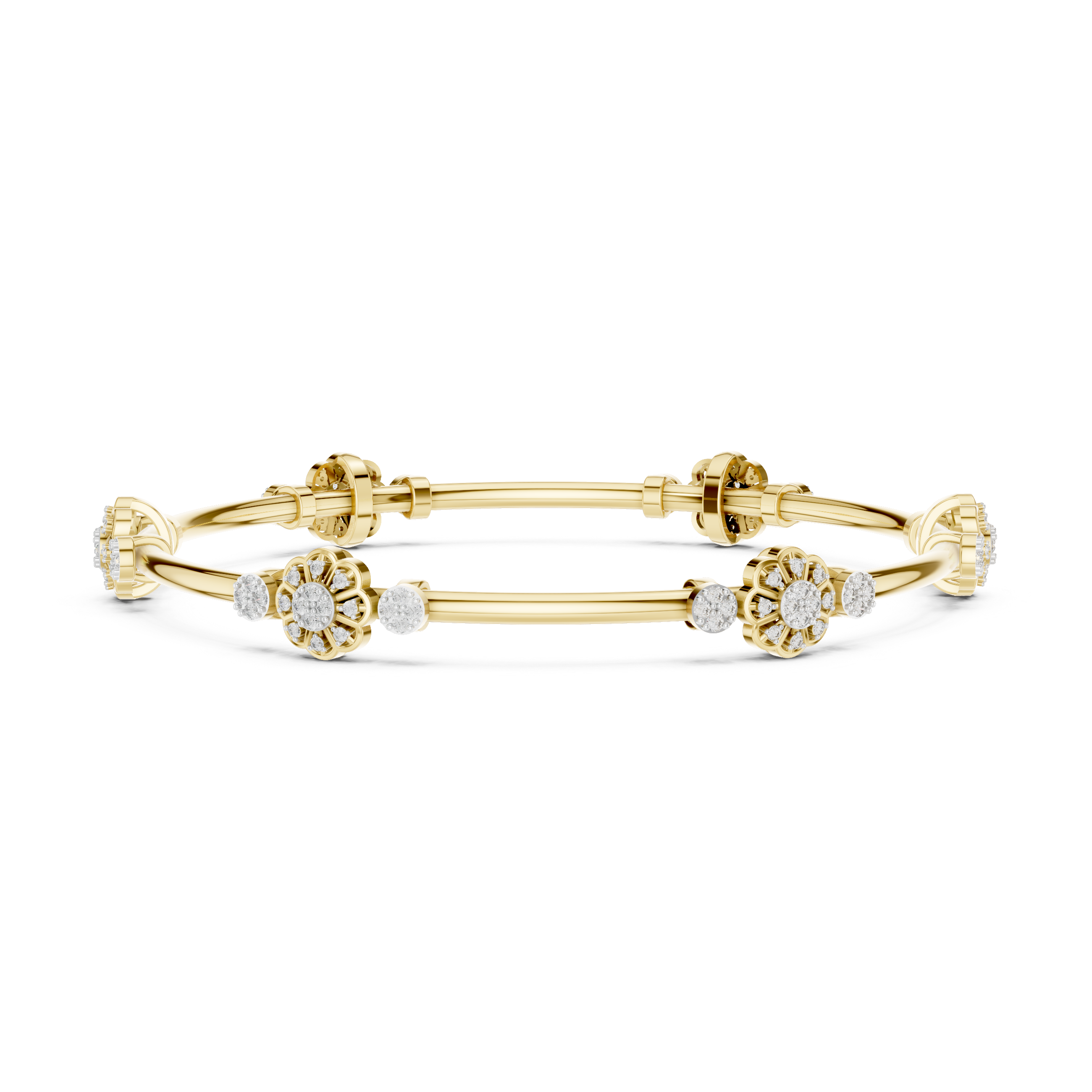 سوار محطة عنقود الأزهار in Yellow Gold - VYKA Diamonds