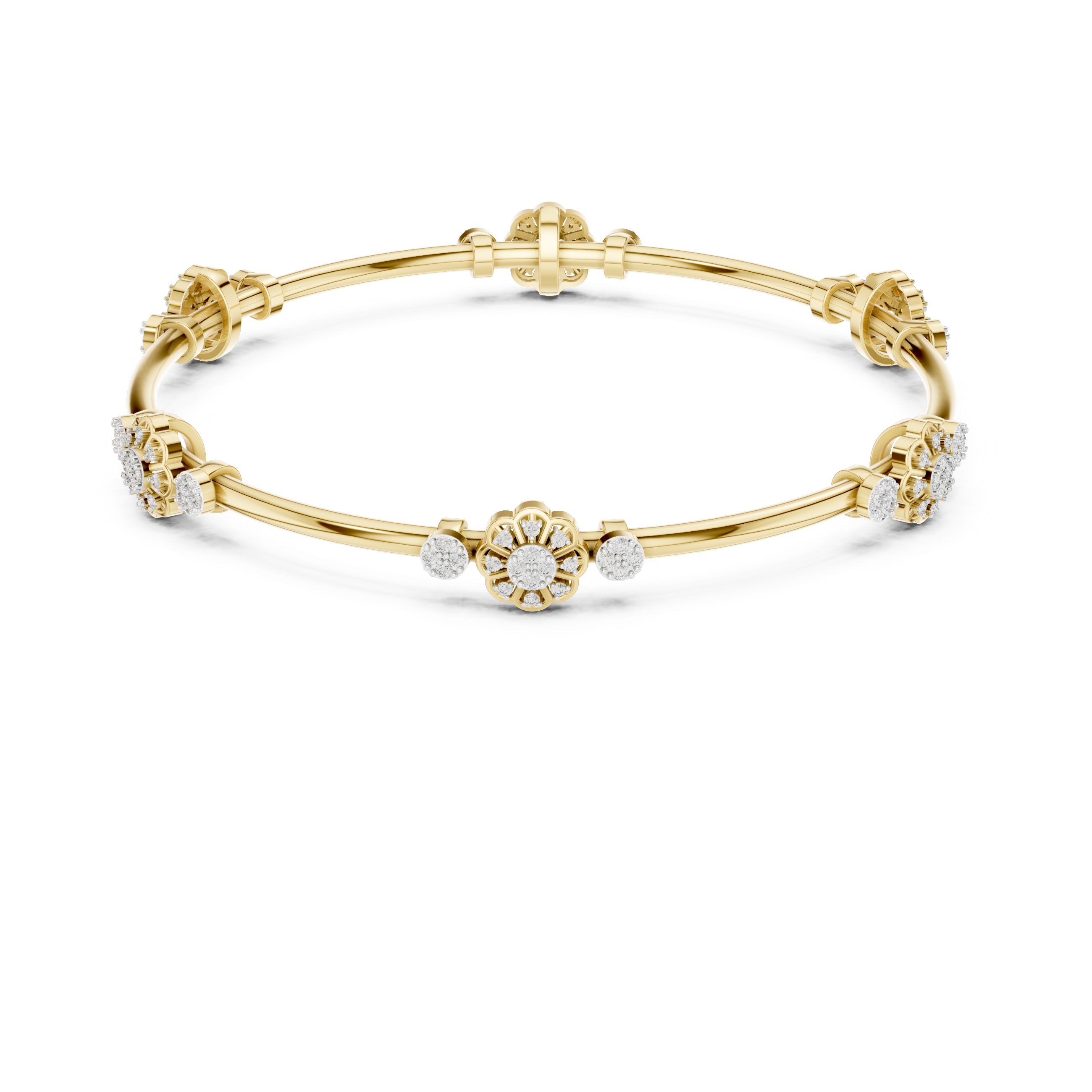 سوار محطة عنقود الأزهار in Yellow Gold - VYKA Diamonds